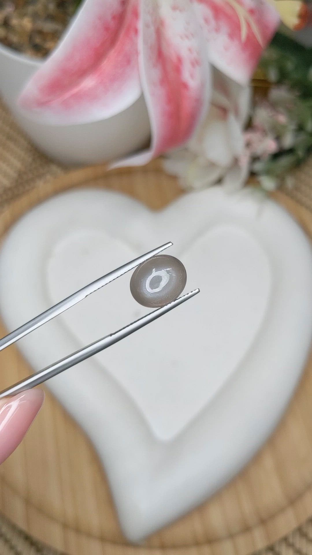3.78 Ct. Grey Cabochon Moonstone from Ceylon (Sri Lanka) Size Video
