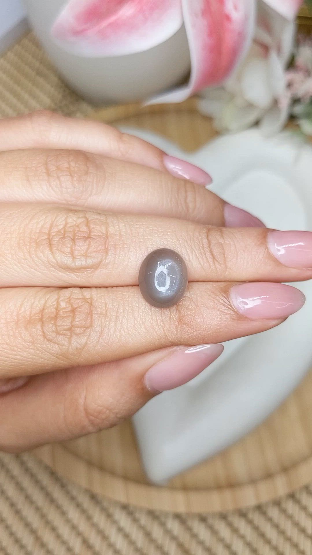 3.78 Ct. Grey Cabochon Moonstone from Ceylon (Sri Lanka) Size Video