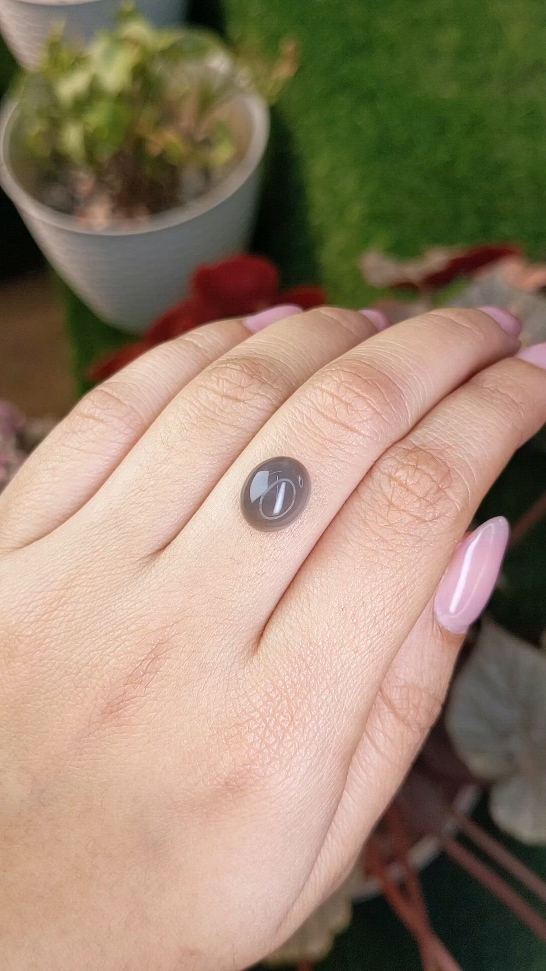4.44 Ct. Brown Cabochon Moonstone from Ceylon (Sri Lanka) Size Video