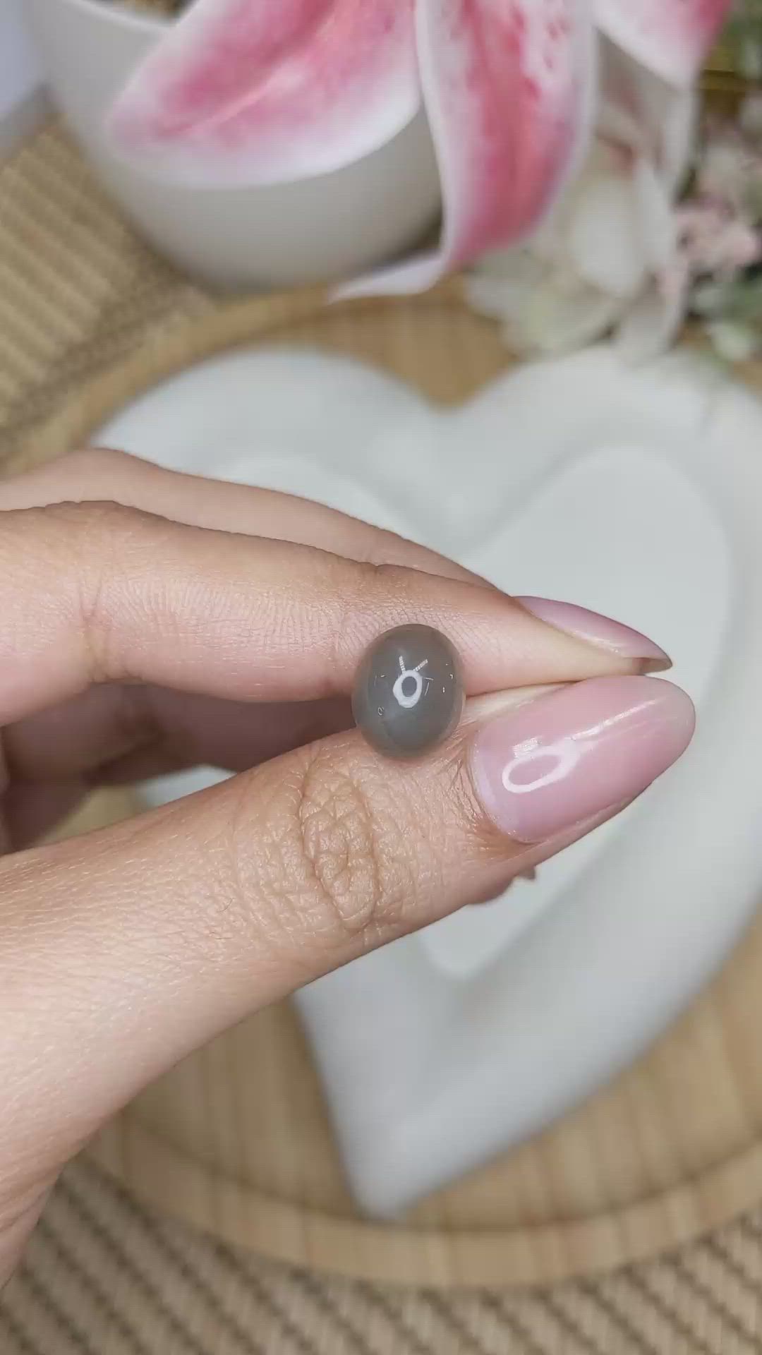4.44 Ct. Brown Cabochon Moonstone from Ceylon (Sri Lanka) Size Video