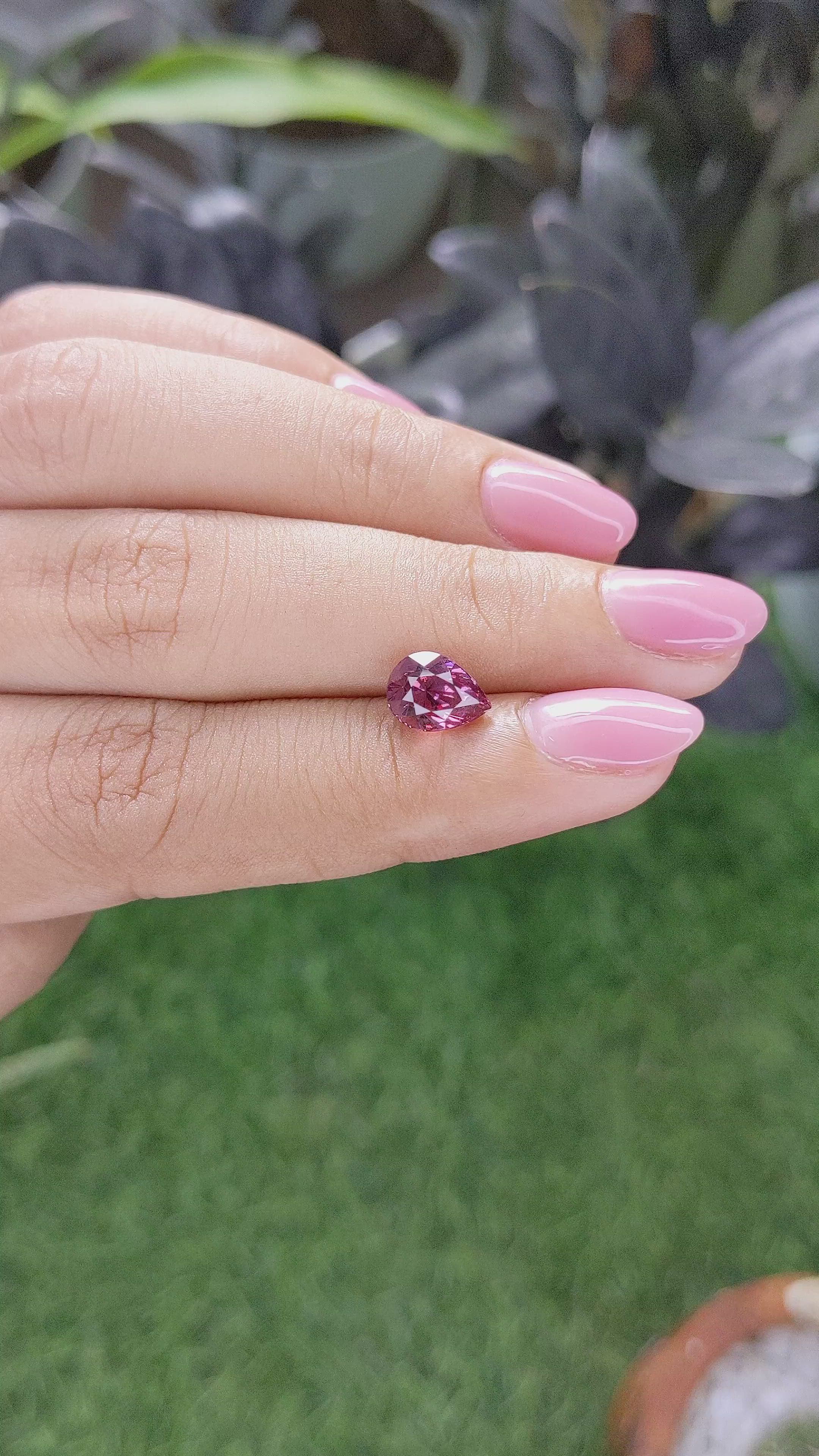 1.97 Ct. Pink Malaya Garnet from Tanzania Size Video