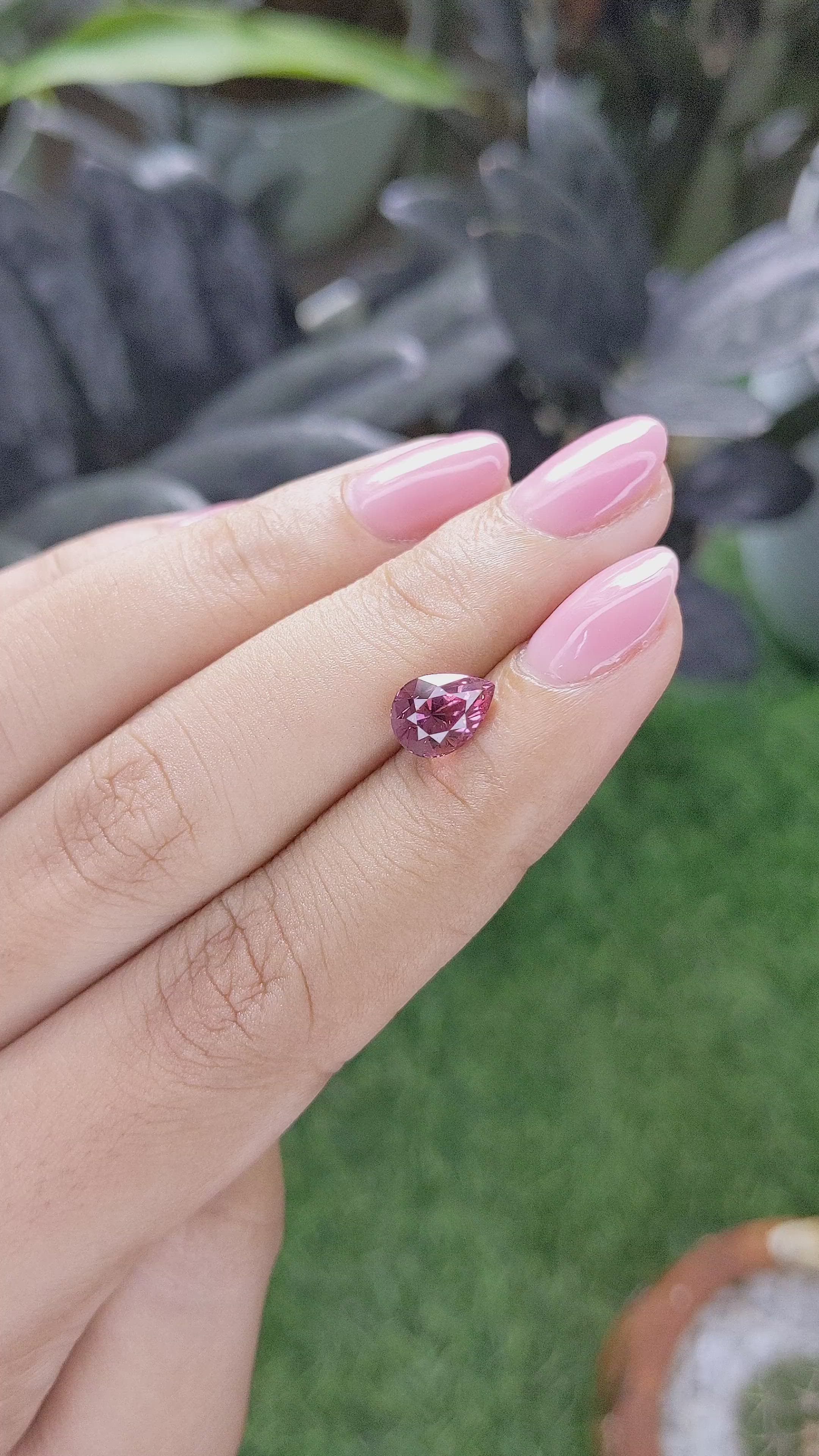 1.97 Ct. Pink Malaya Garnet from Tanzania Size Video