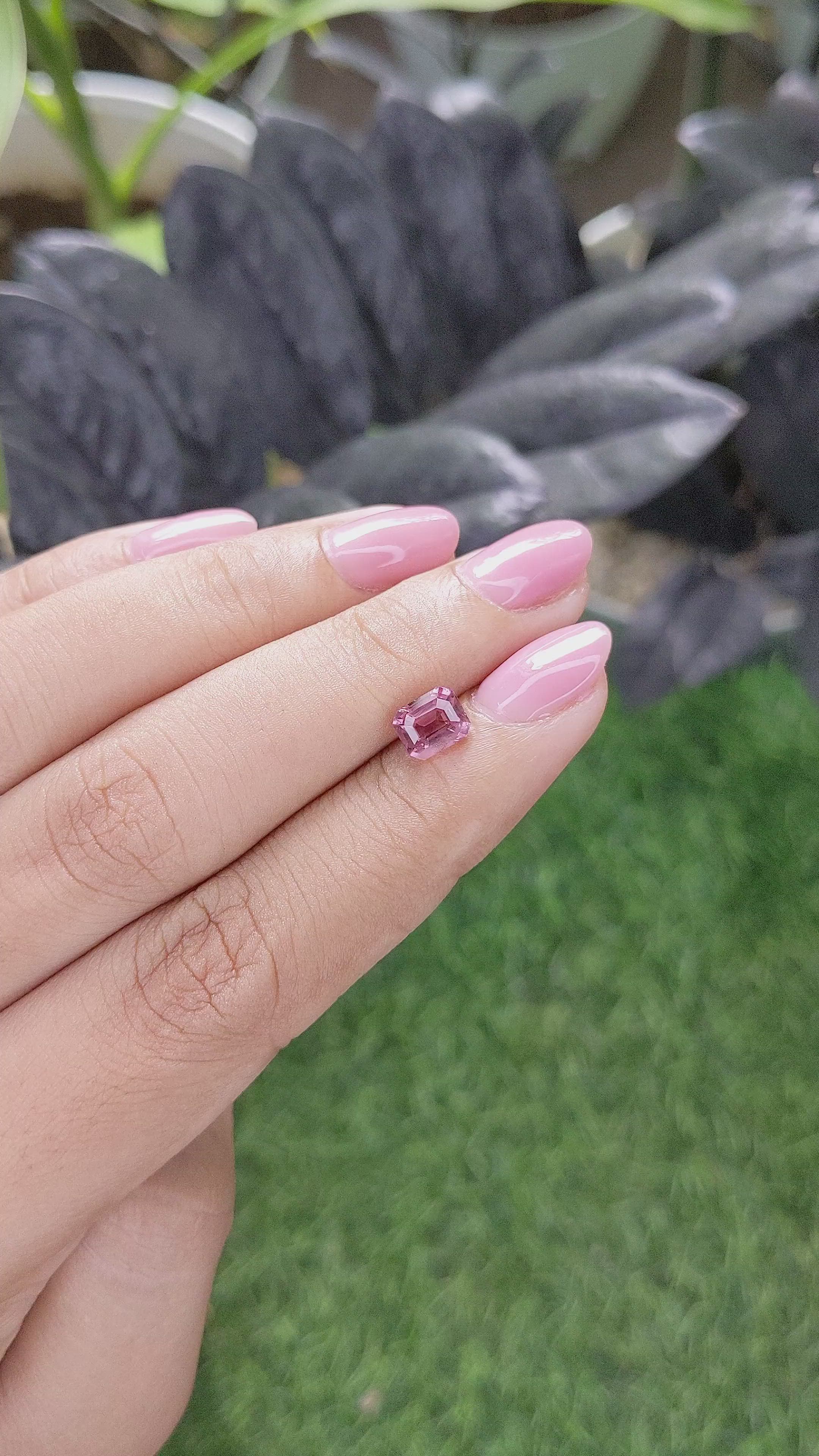 1.42 Ct. Pink Malaya Garnet from Tanzania Size Video