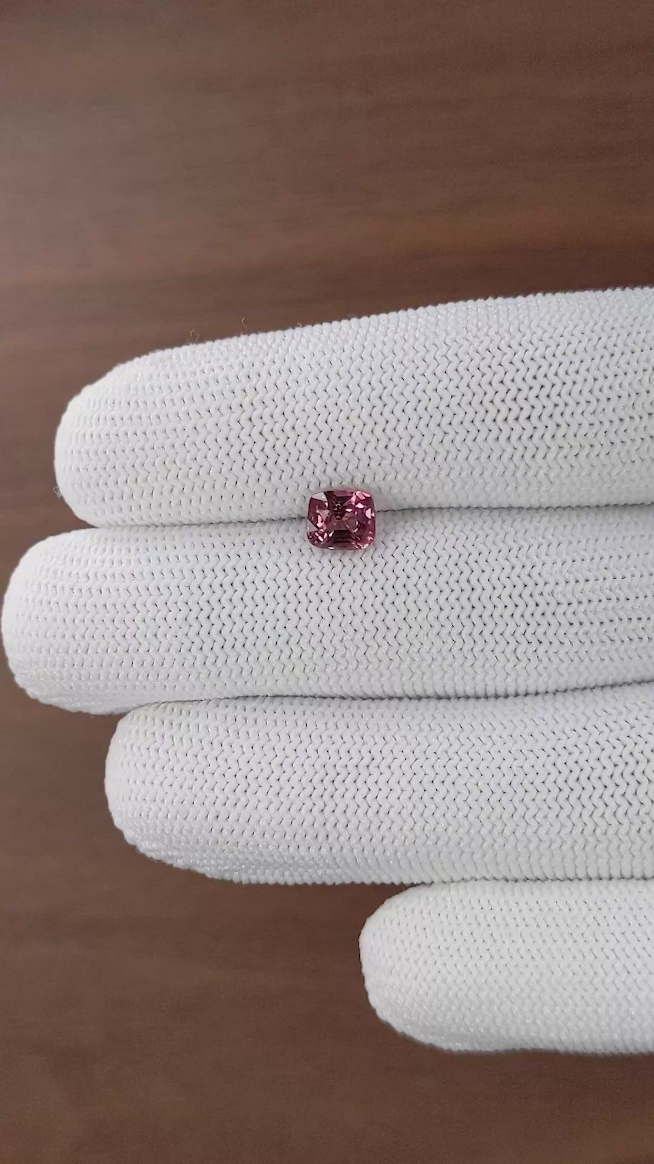 1.37 Ct. Reddish Pink Malaya Garnet from Tanzania Size Video
