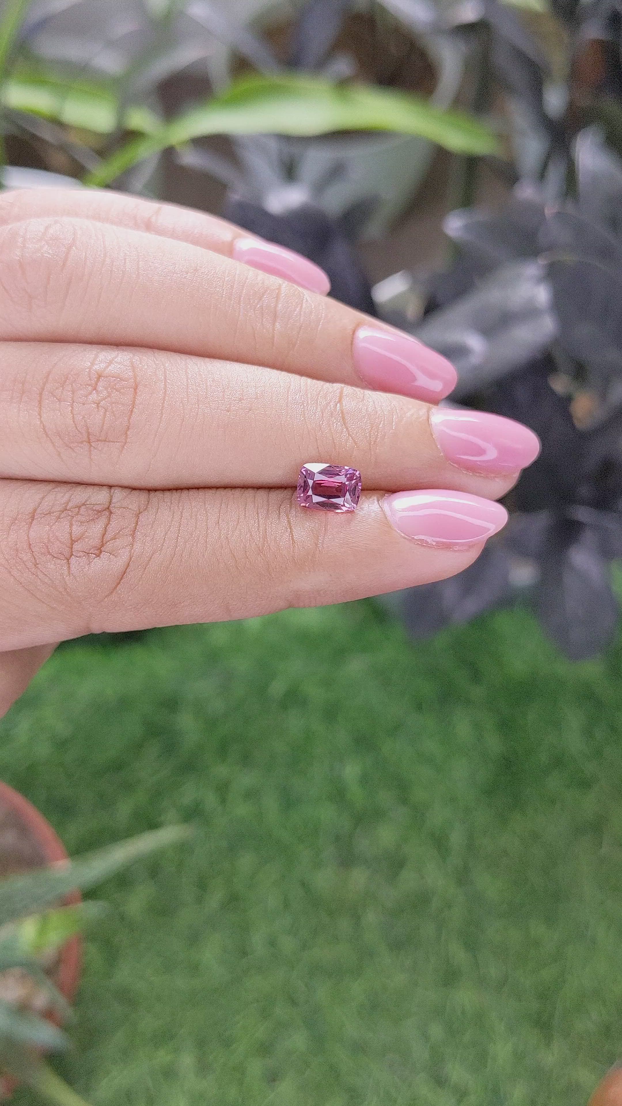 1.36 Ct. Pink Malaya Garnet from Tanzania Size Video