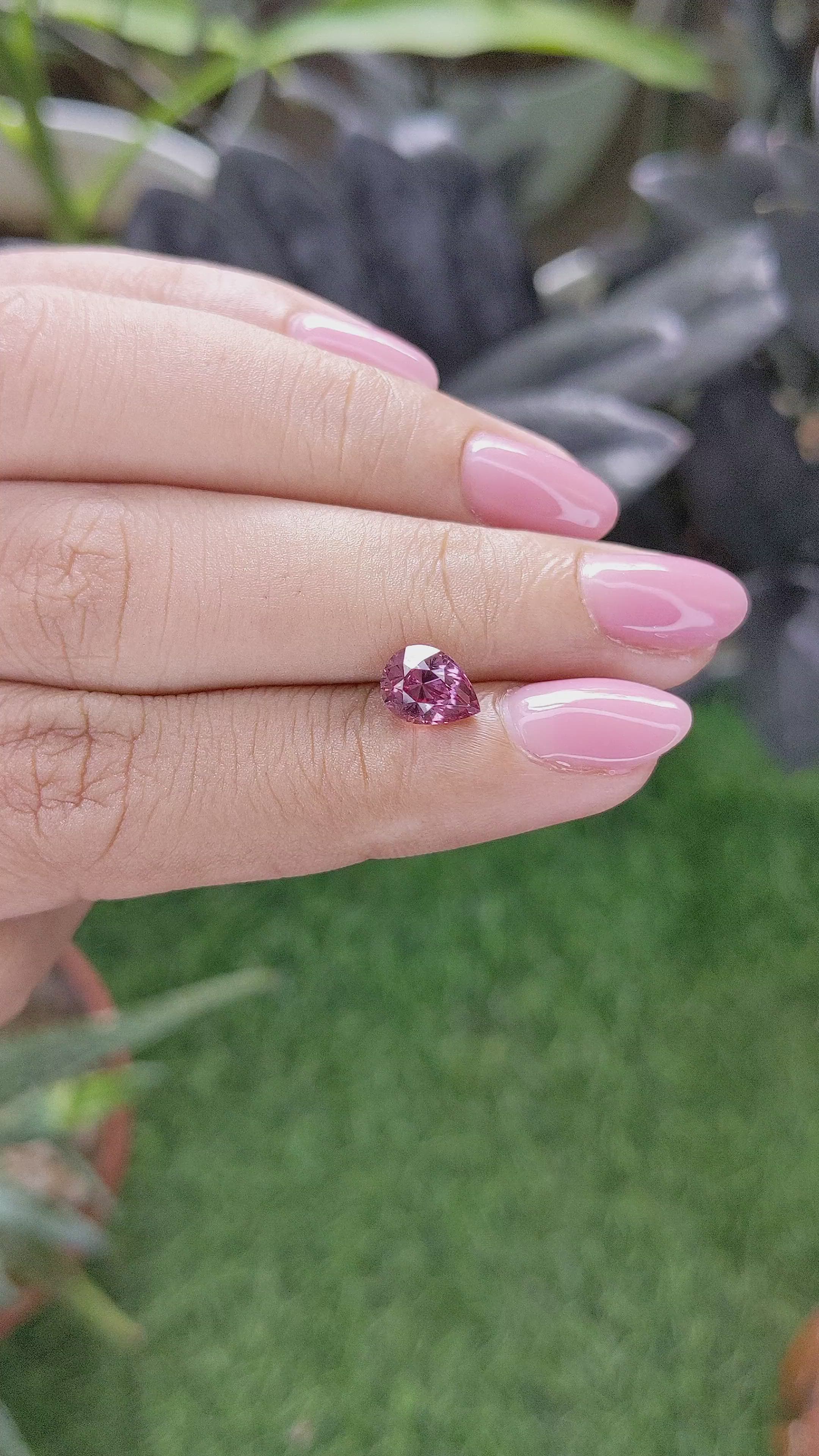 1.37 Ct. Purple Malaya Garnet from Tanzania Size Video