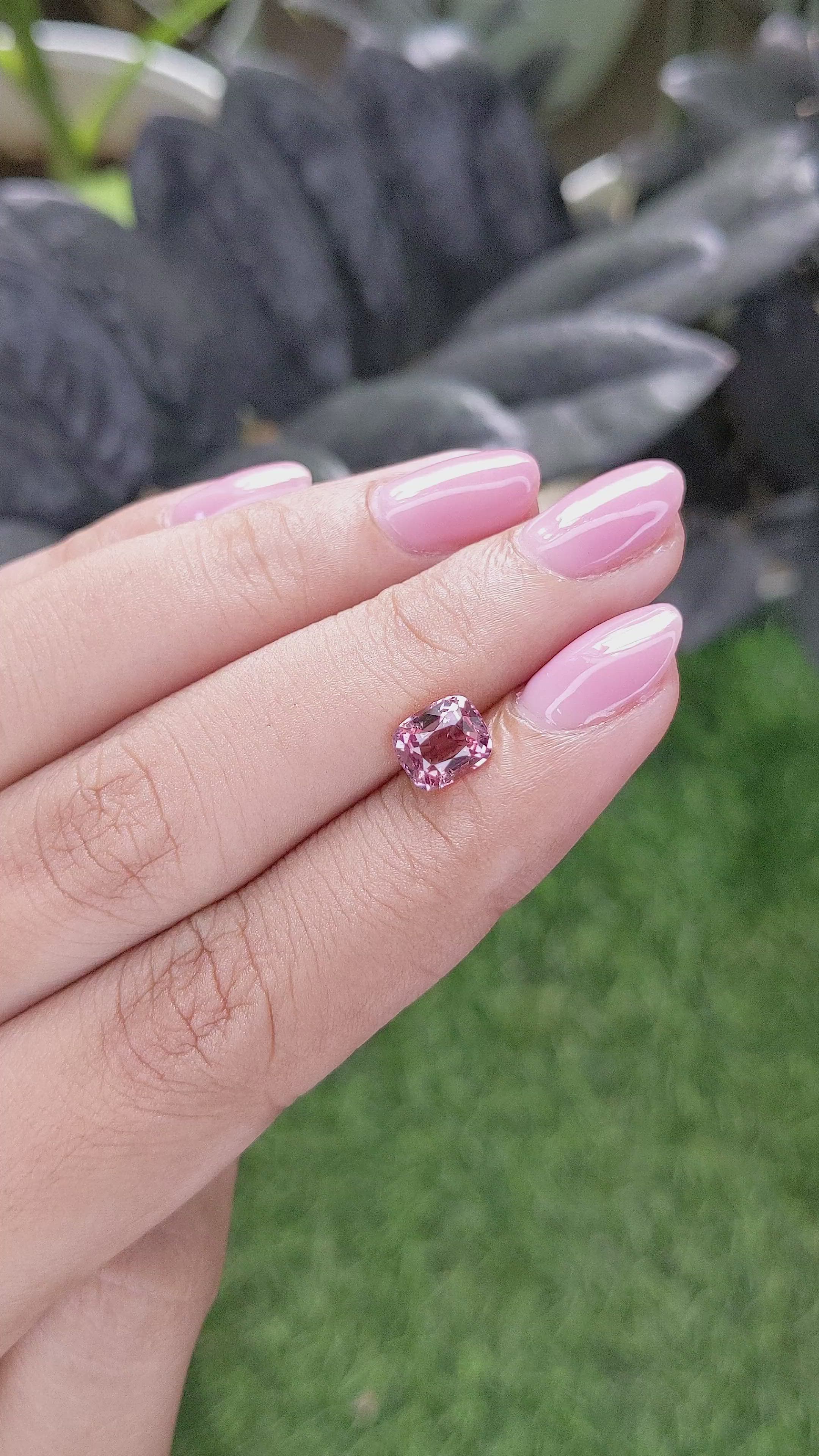 1.58 Ct. Pink Malaya Garnet from Tanzania Size Video
