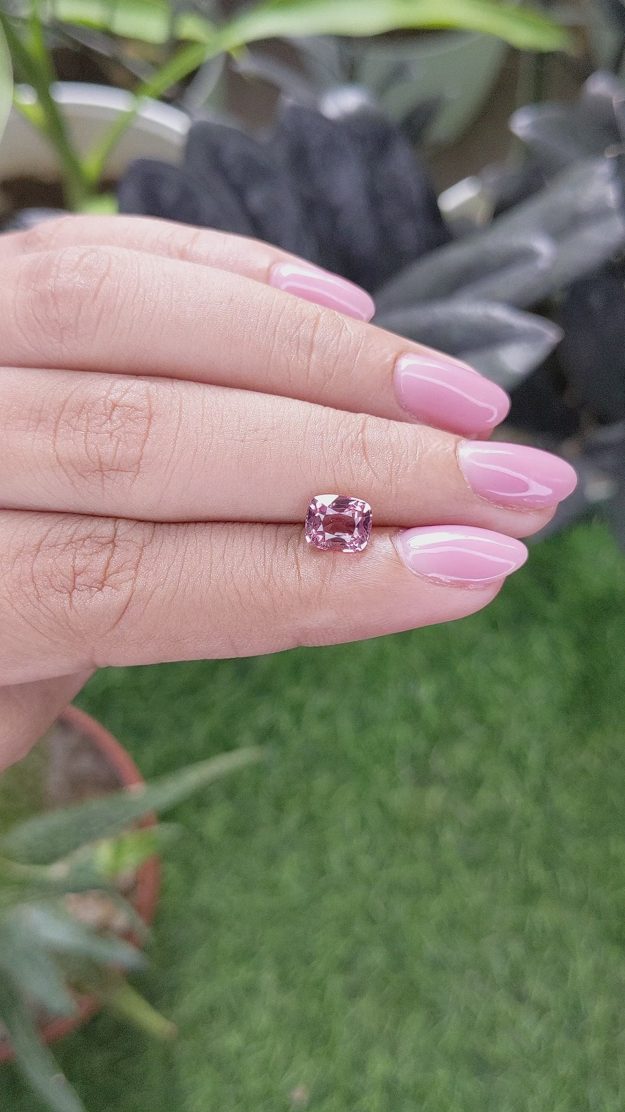 1.58 Ct. Pink Malaya Garnet from Tanzania Size Video