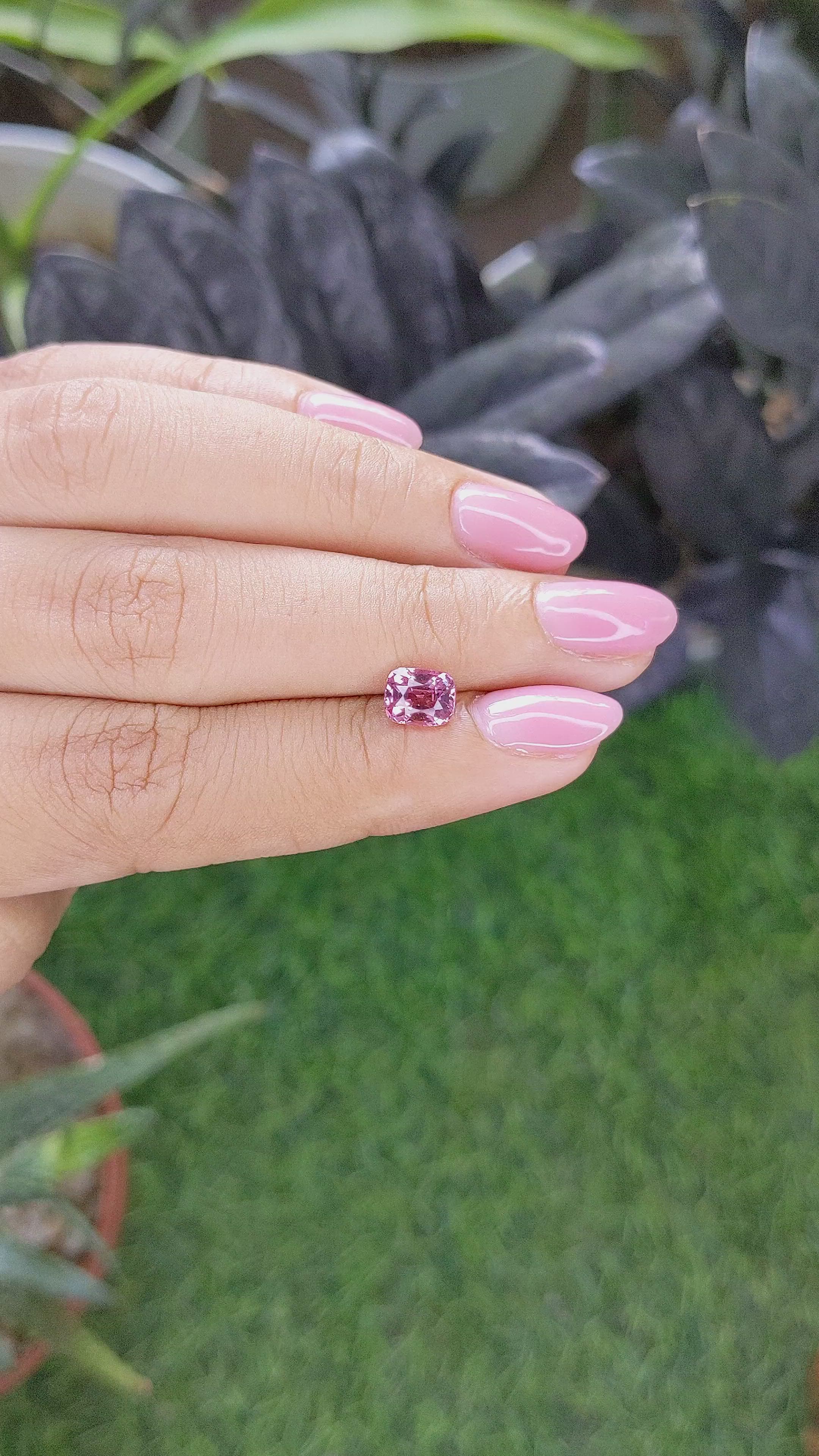 1.37 Ct. Pink Malaya Garnet from Tanzania Size Video