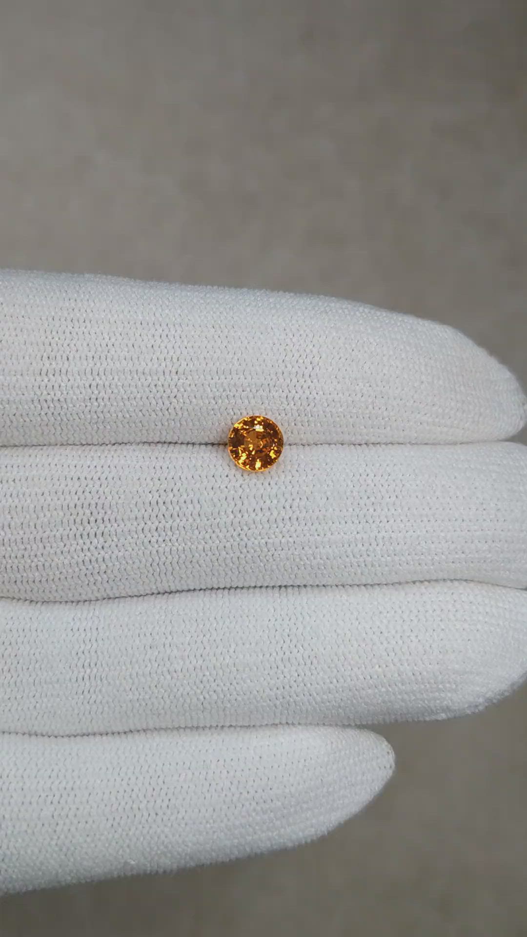 1.27 Ct. Orange Spessartite Garnet from Madagascar Size Video