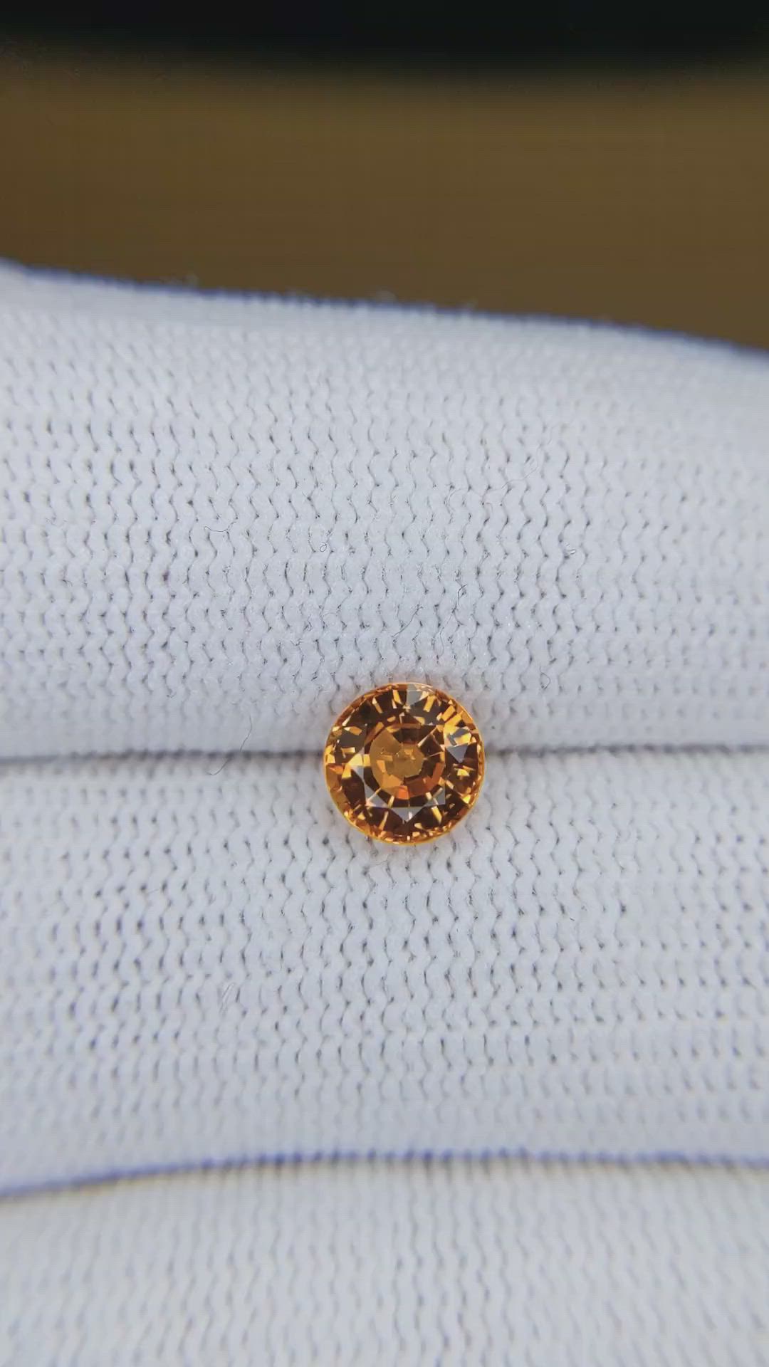 1.27 Ct. Orange Spessartite Garnet from Madagascar Size Video