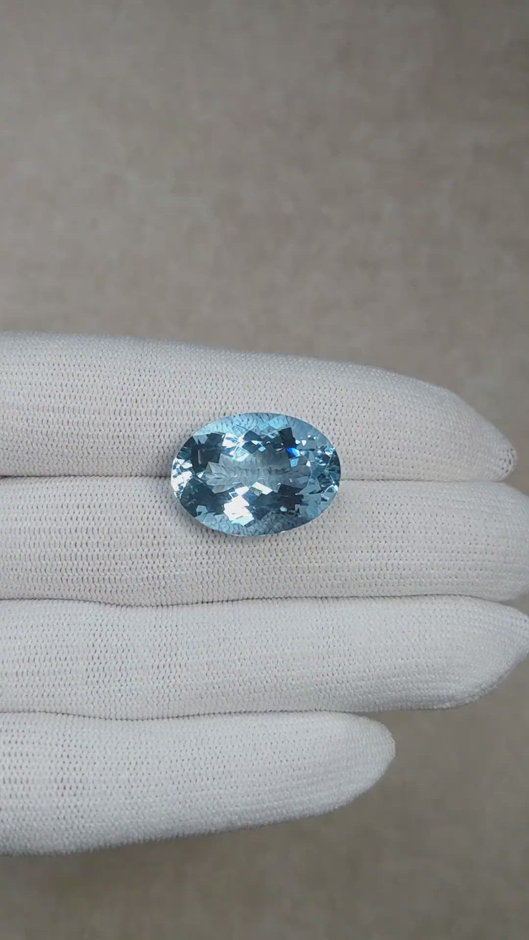 20.61 Ct. Blue Aquamarine from Brazil Size Video