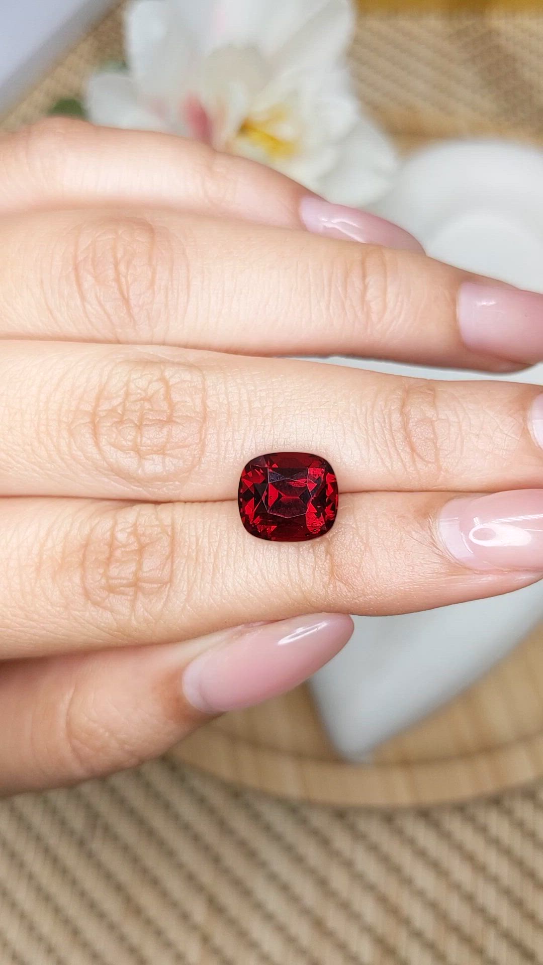 5.32 Ct. Red Garnet from Ceylon (Sri Lanka) Size Video