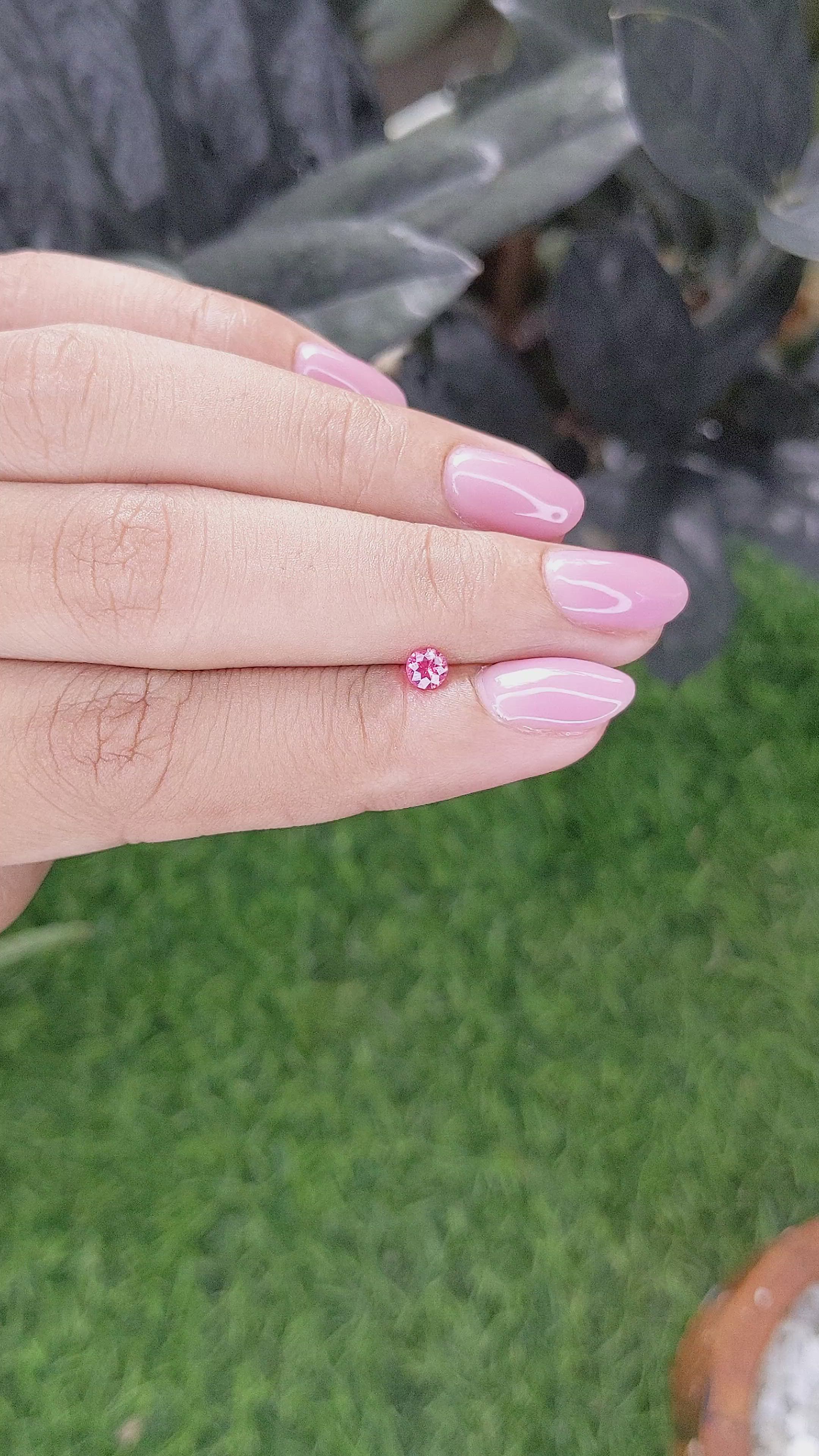 0.21 Ct. Reddish Pink Spinel from Tanzania Size Video