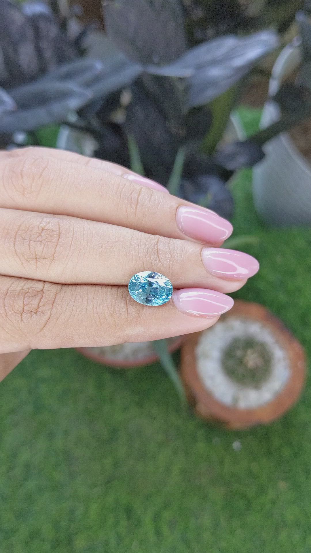 4.27 Ct. Blue Zircon Size Video