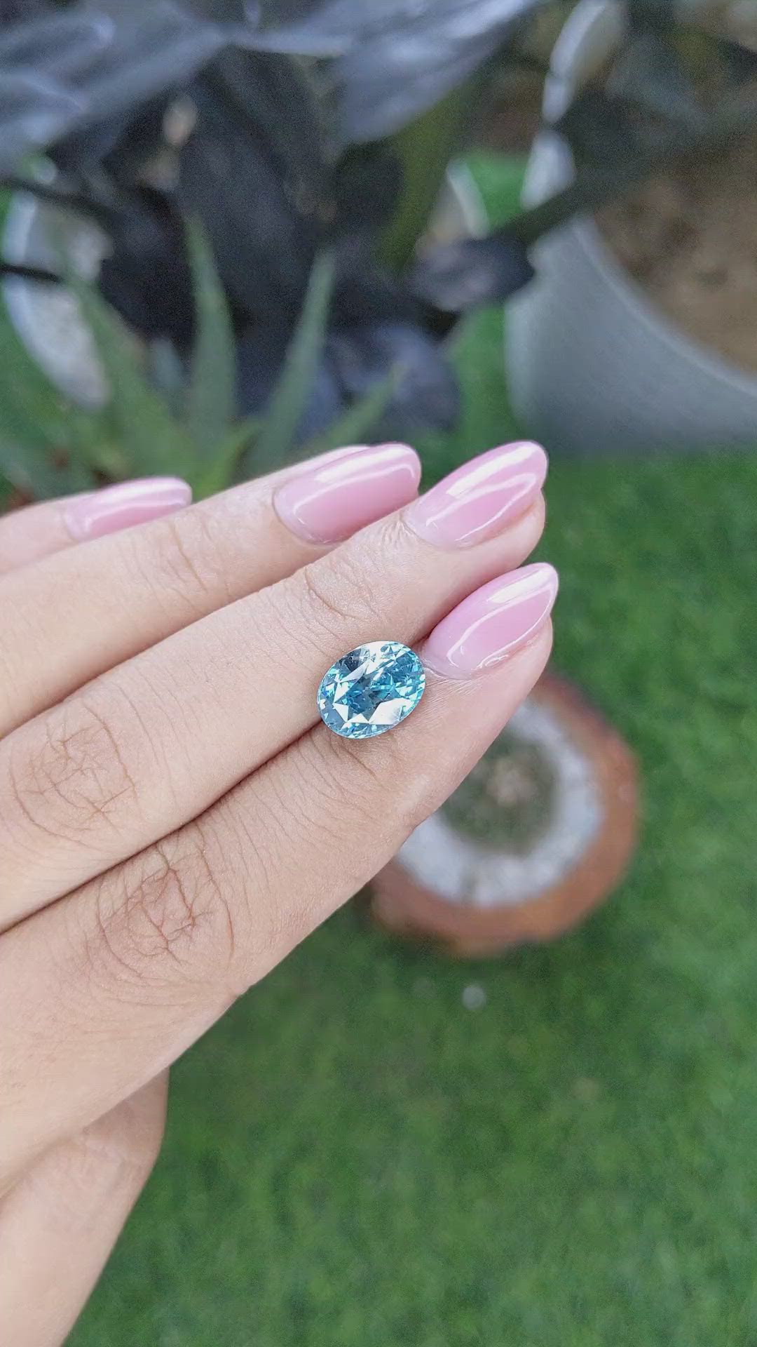 4.27 Ct. Blue Zircon Size Video