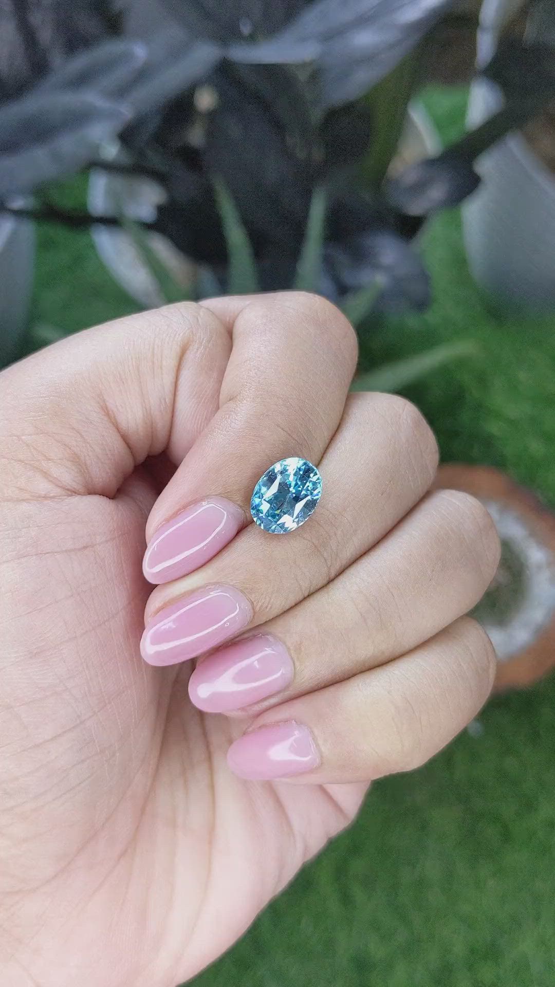 4.27 Ct. Blue Zircon Size Video