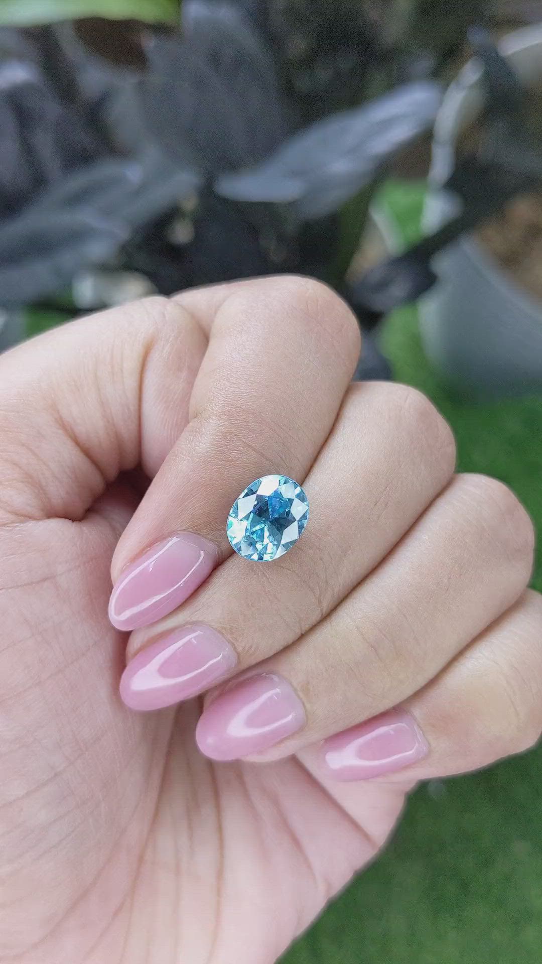 4.63 Ct. Blue Zircon Size Video