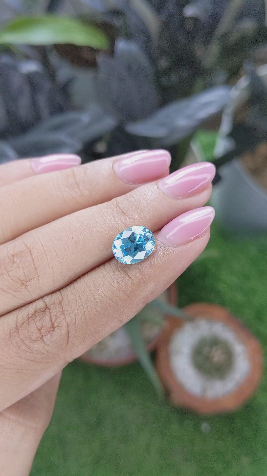 4.63 Ct. Blue Zircon Size Video