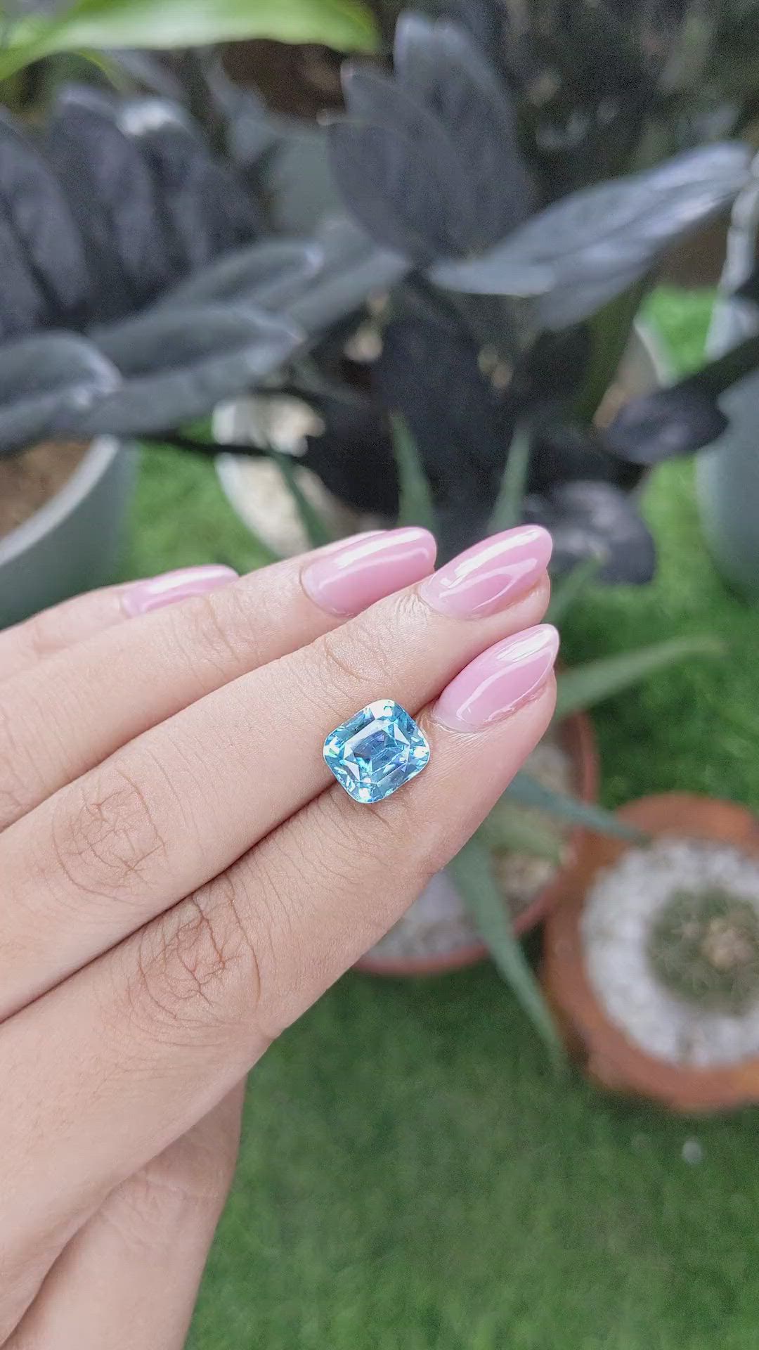 4.45 Ct. Blue Zircon Size Video