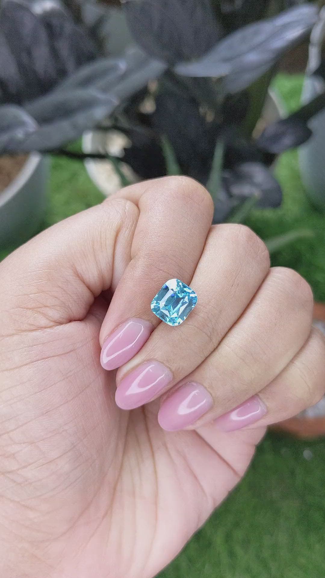4.45 Ct. Blue Zircon Size Video