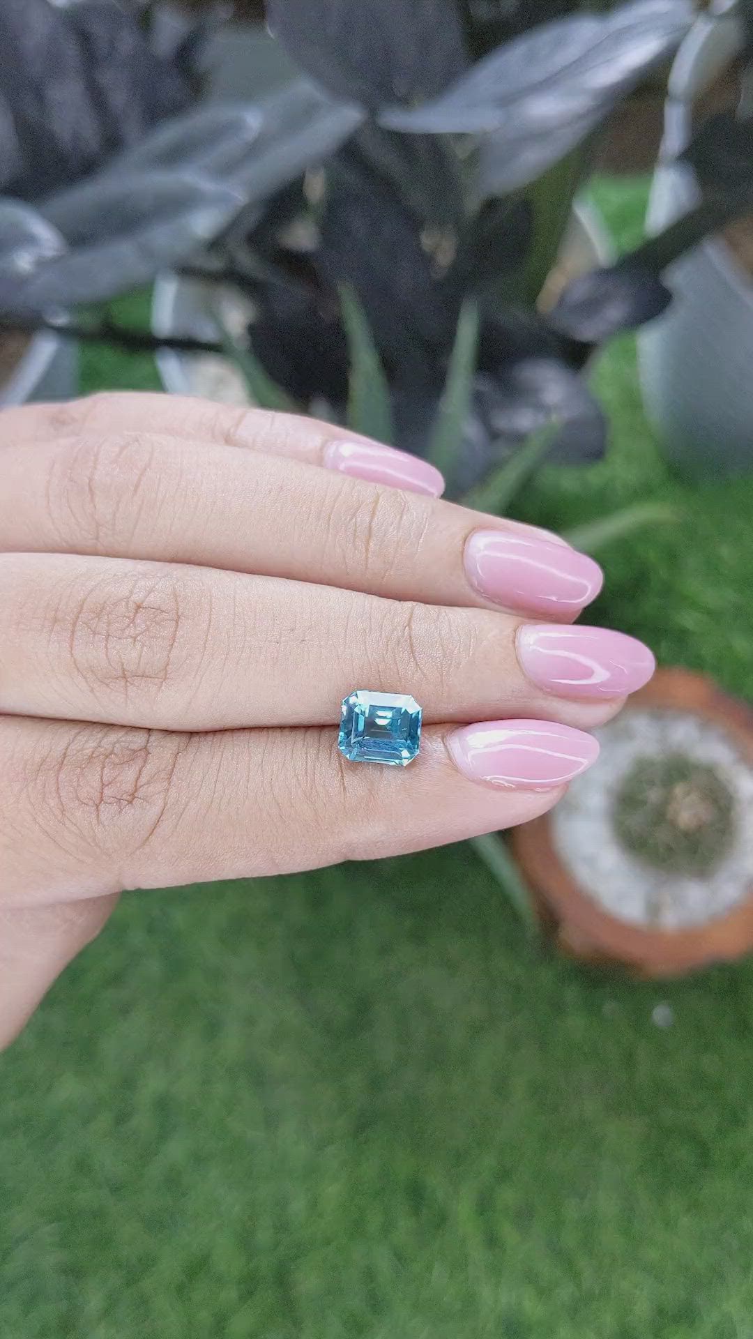 3.43 Ct. Blue Zircon Size Video