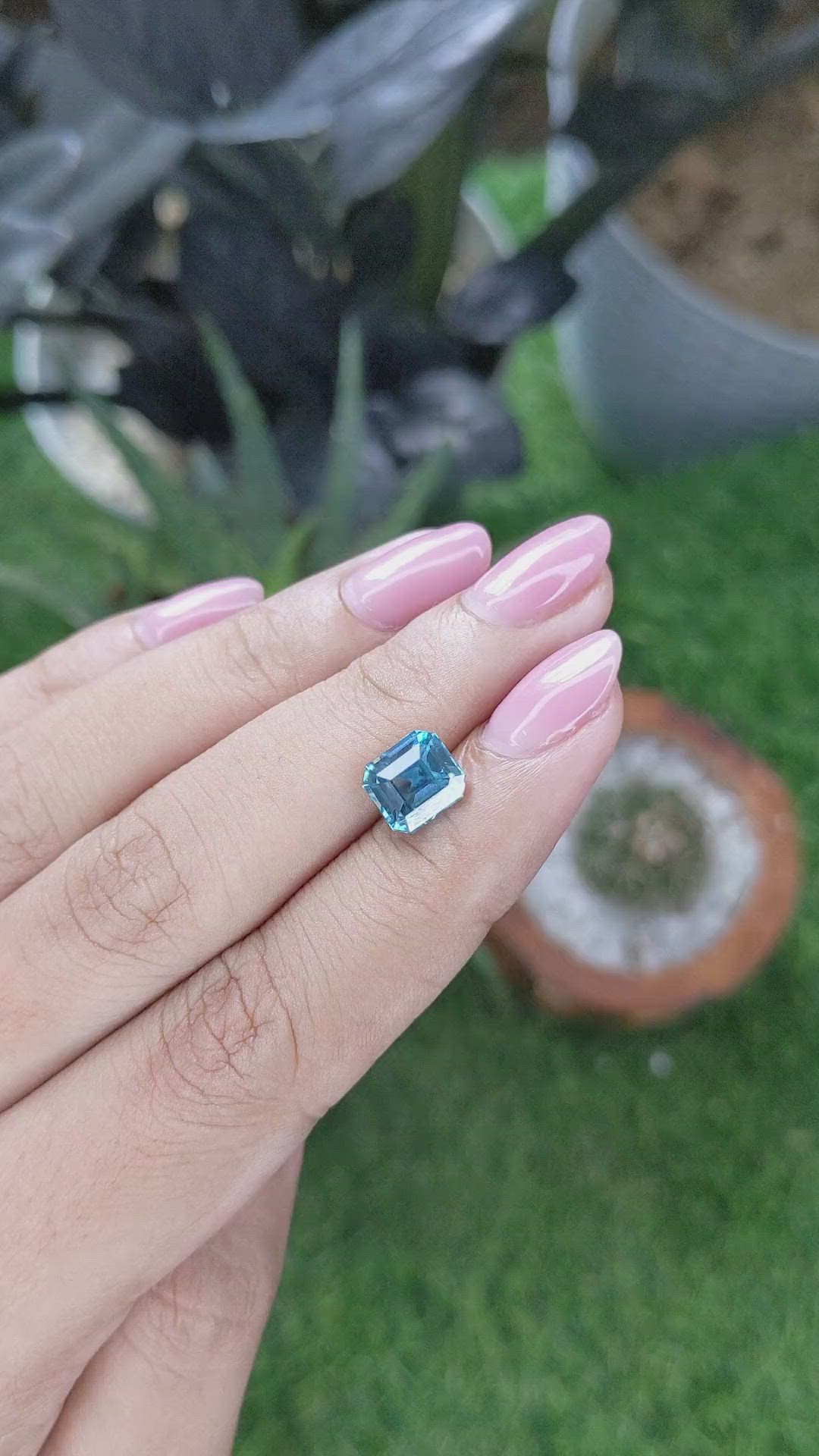 3.43 Ct. Blue Zircon Size Video
