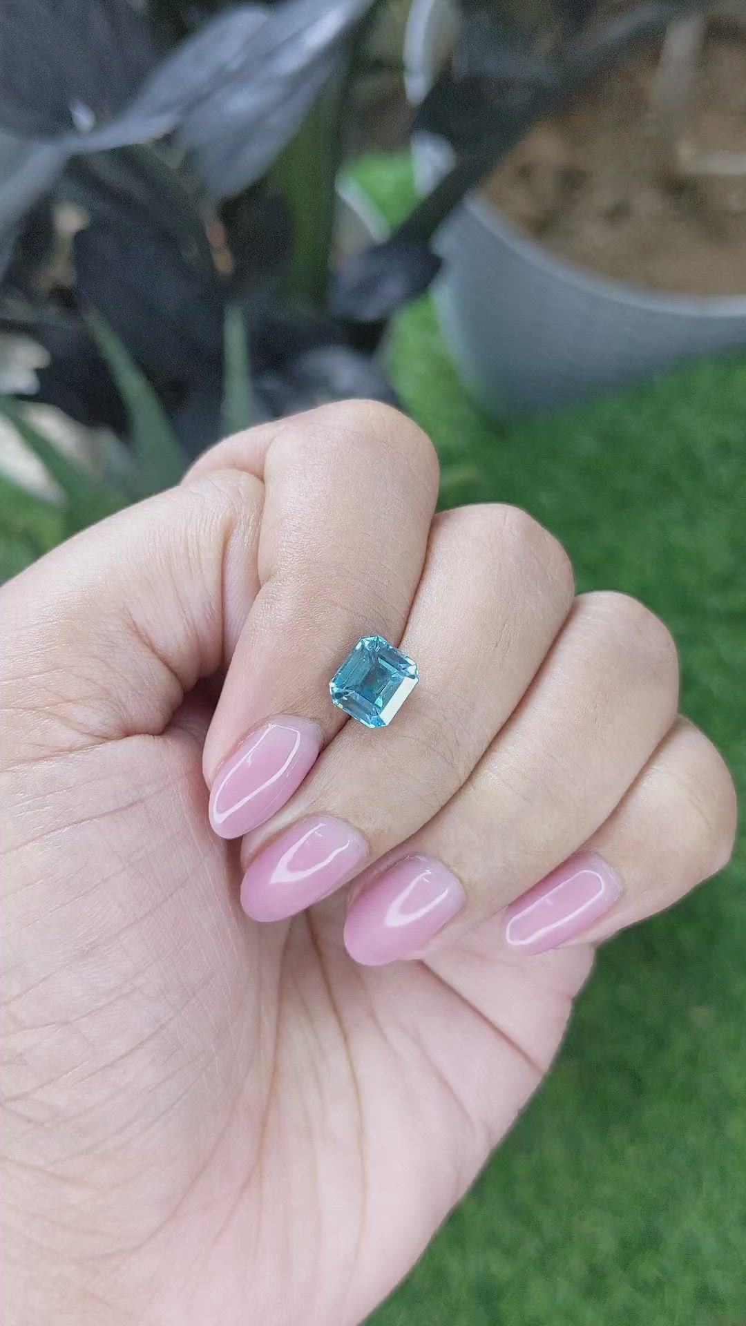 3.43 Ct. Blue Zircon Size Video