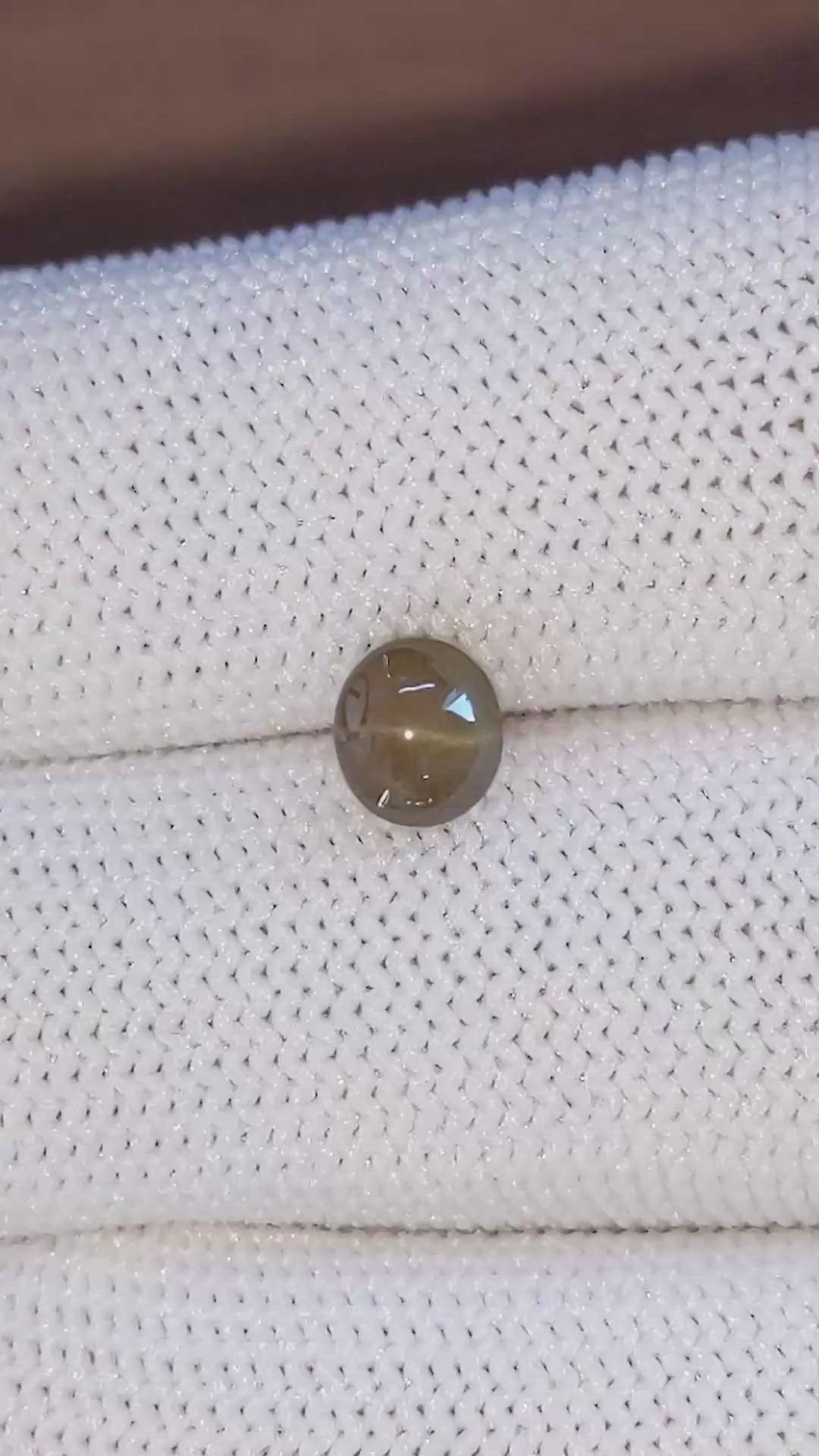 1.50 Ct. Brown Cabochon Cat’s Eye Chrysoberyl from Ceylon (Sri Lanka) Size Video