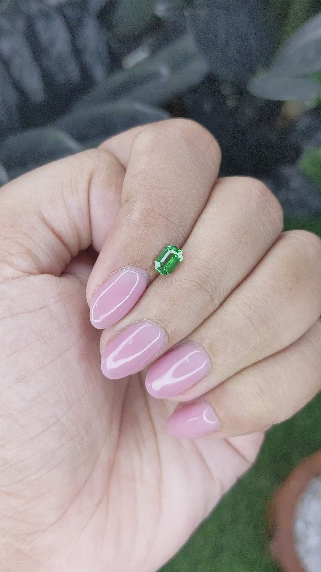 0.61 Ct. Tsavorite Garnet from Tanzania Size Video