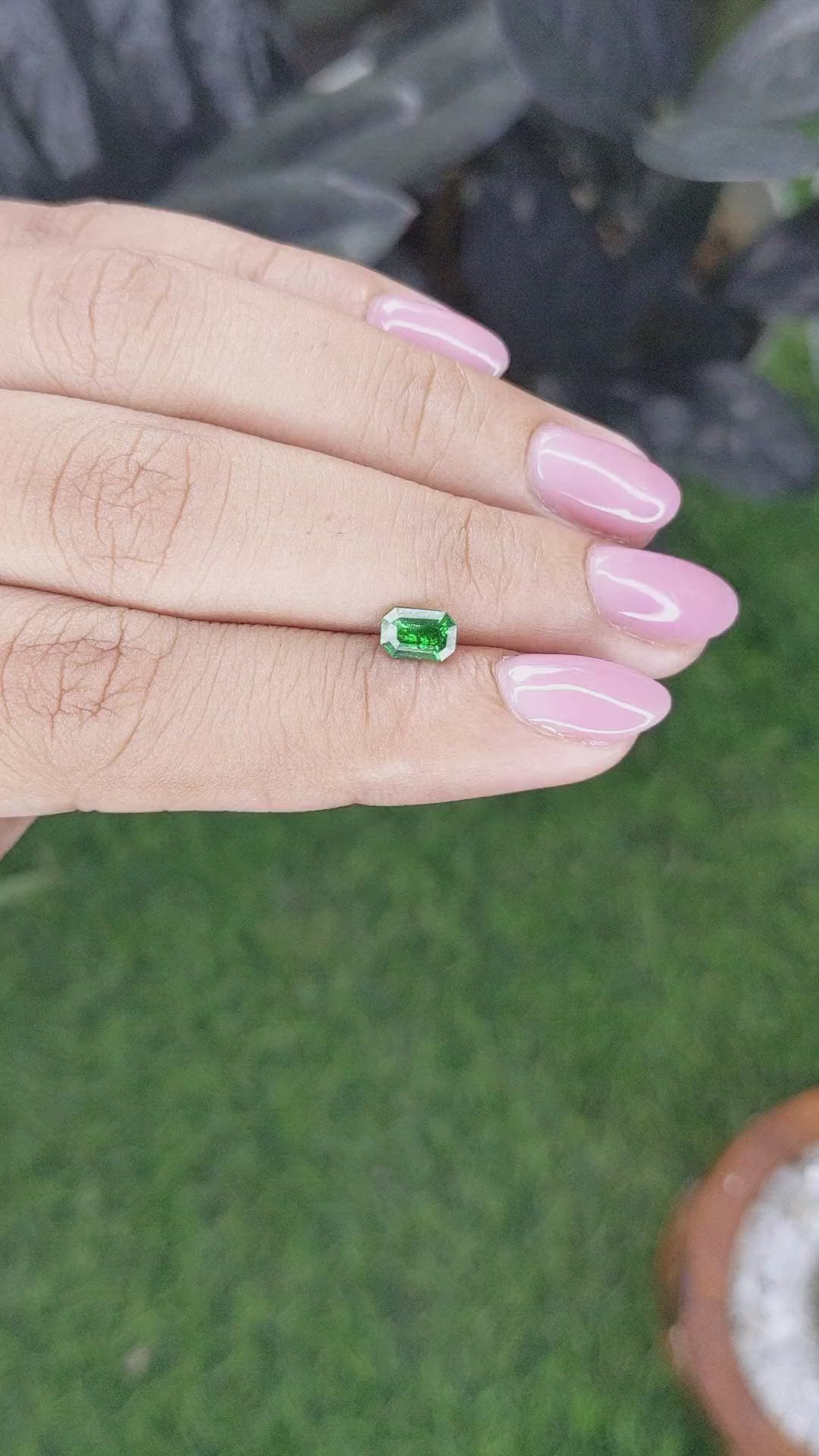 0.72 Ct. Tsavorite Garnet from Tanzania Size Video