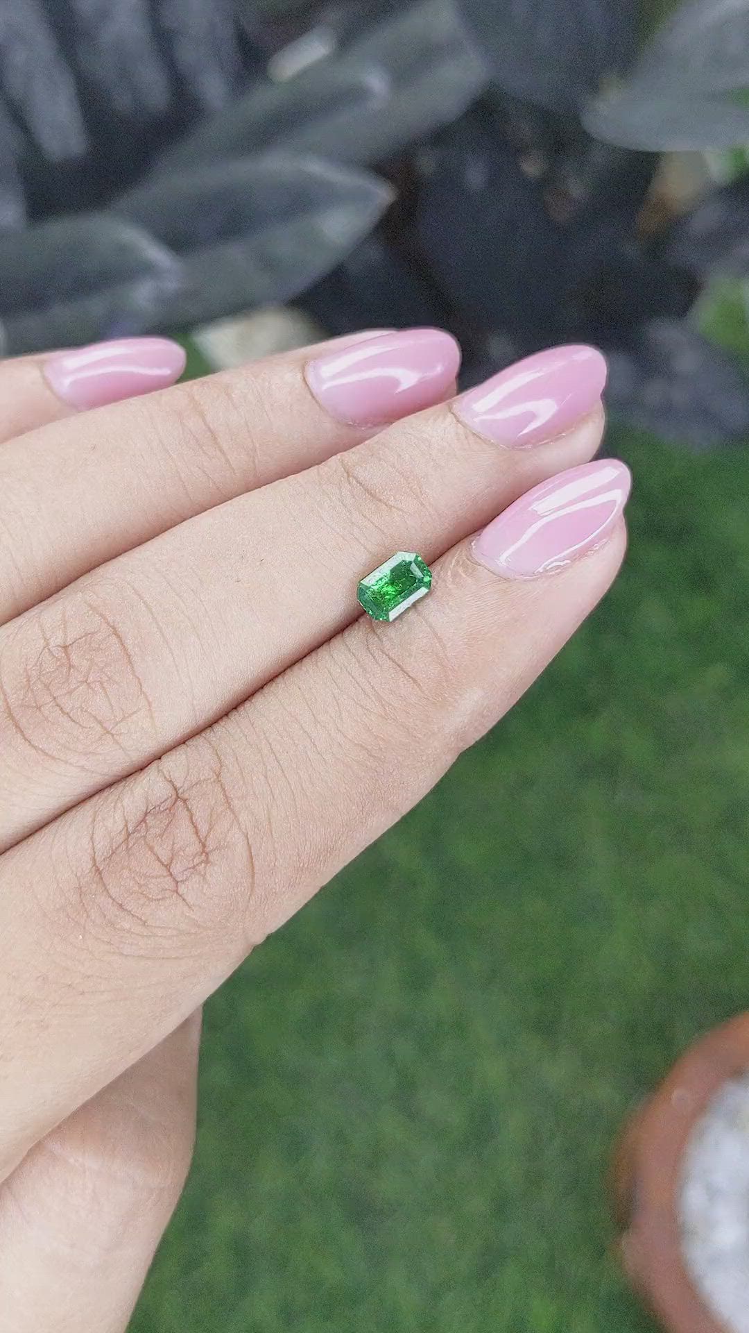 0.72 Ct. Tsavorite Garnet from Tanzania Size Video