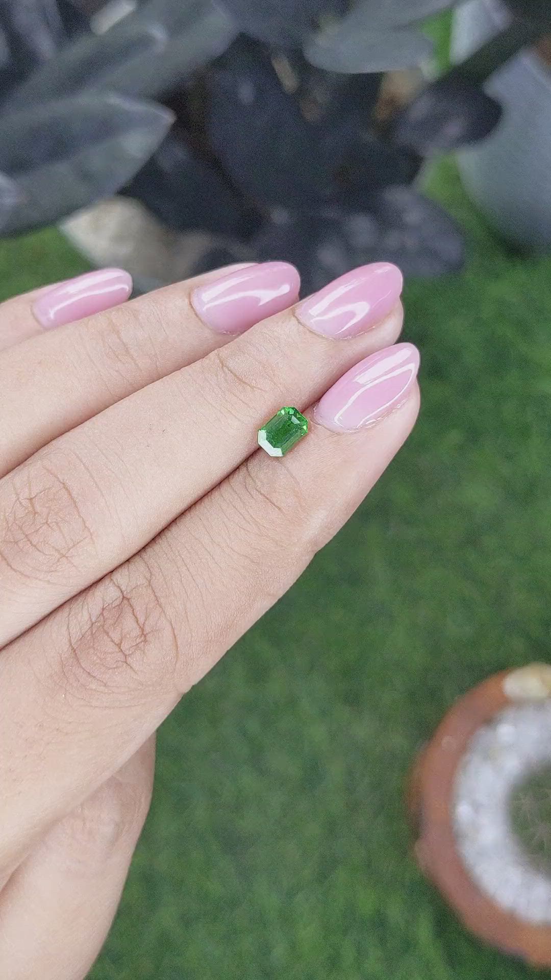 0.79 Ct. Tsavorite Garnet from Tanzania Size Video