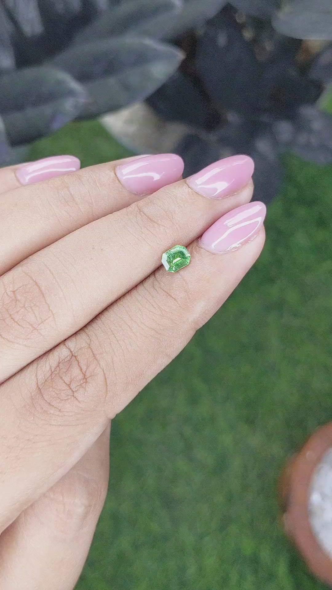 0.49 Ct. Tsavorite Garnet from Tanzania Size Video