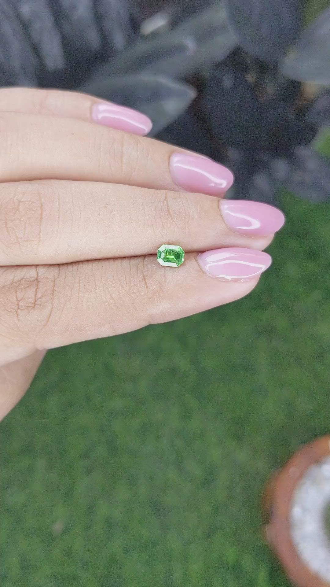 0.49 Ct. Tsavorite Garnet from Tanzania Size Video