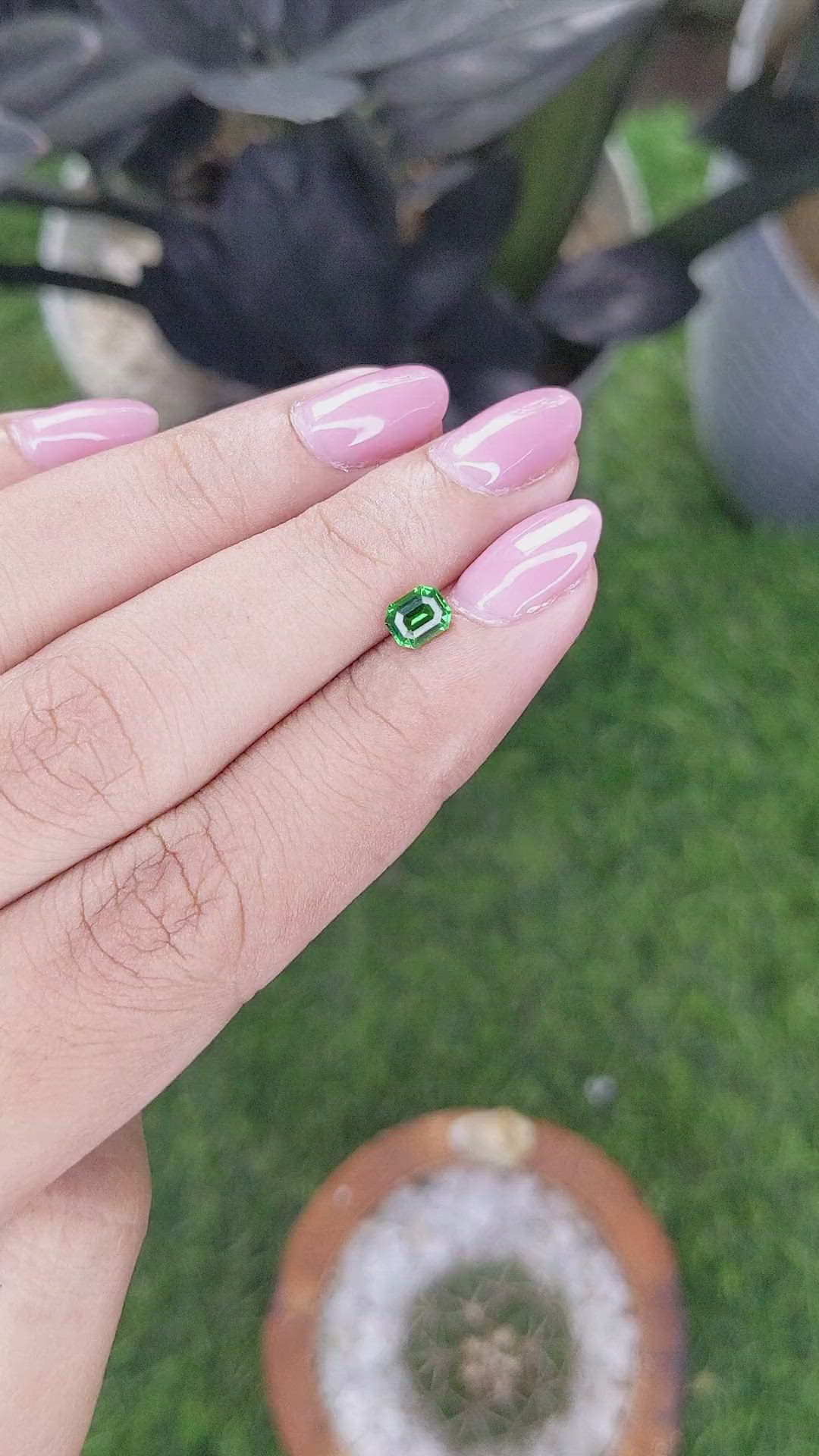 0.56 Ct. Tsavorite Garnet from Tanzania Size Video