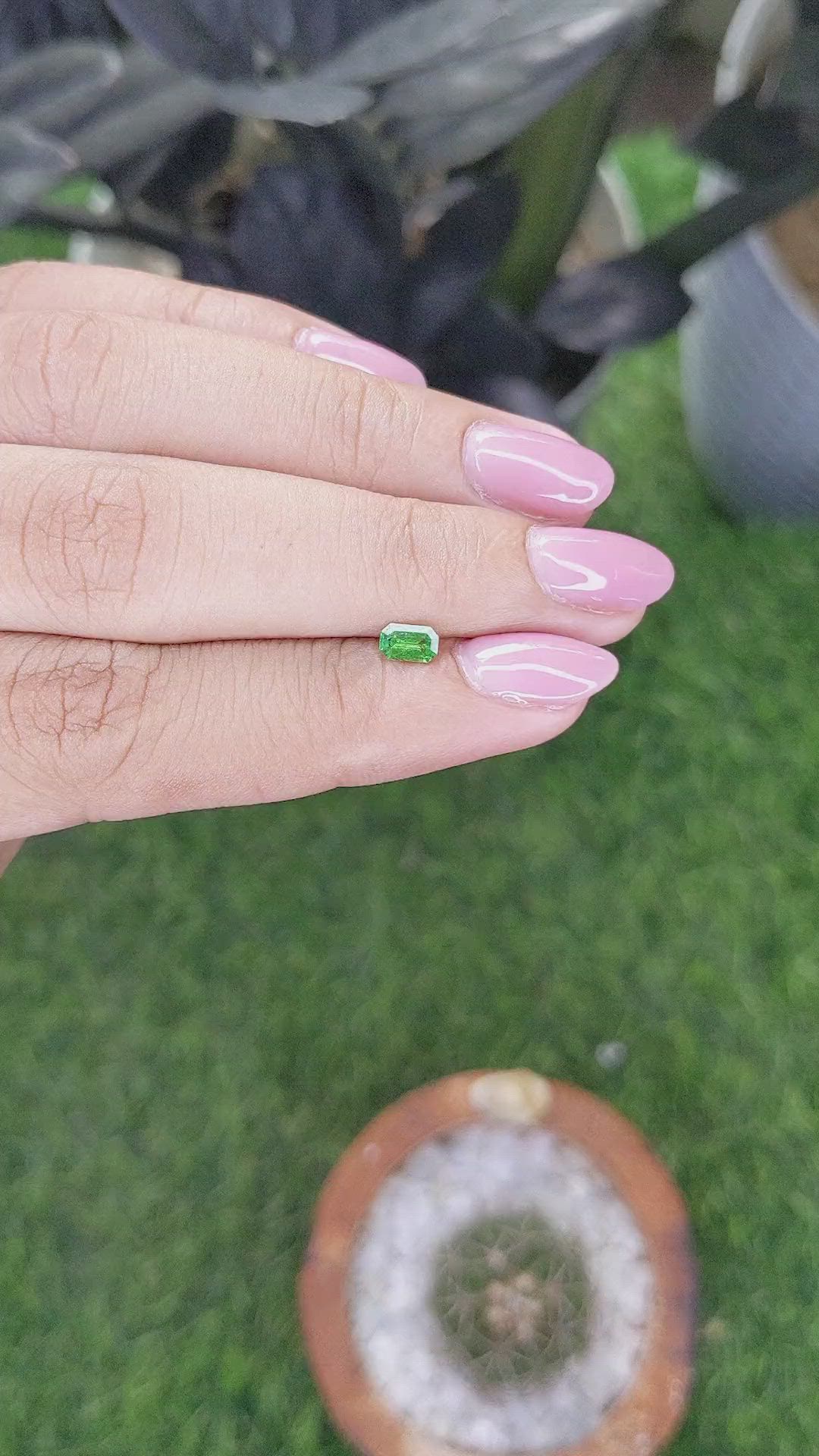 0.28 Ct. Tsavorite Garnet from Tanzania Size Video
