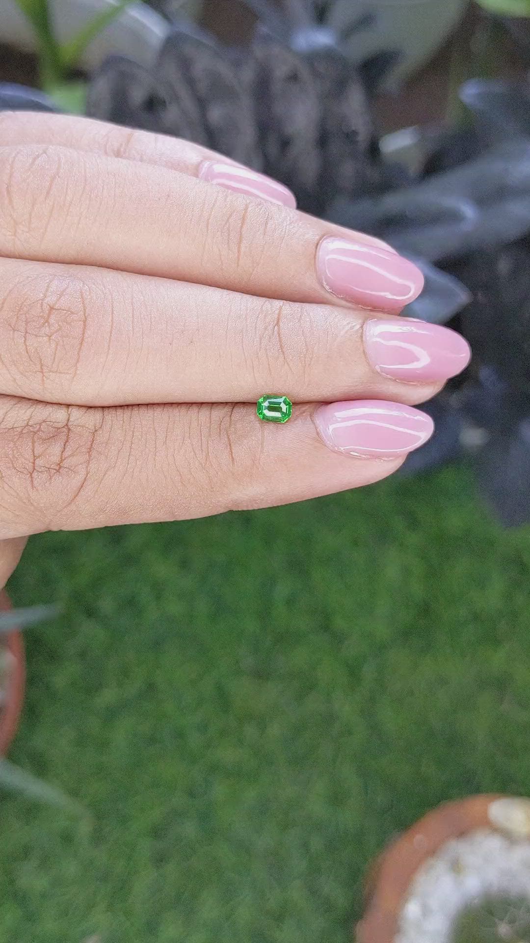 0.27 Ct. Tsavorite Garnet from Tanzania Size Video