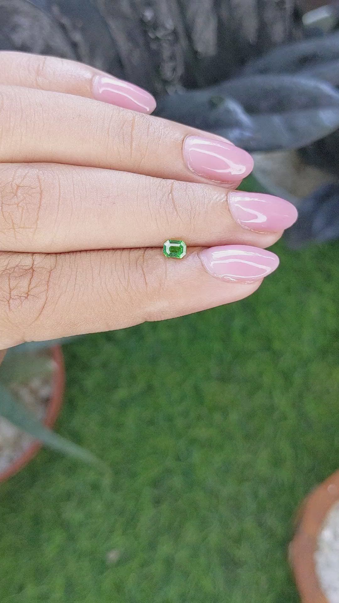 0.28 Ct. Tsavorite Garnet from Tanzania Size Video