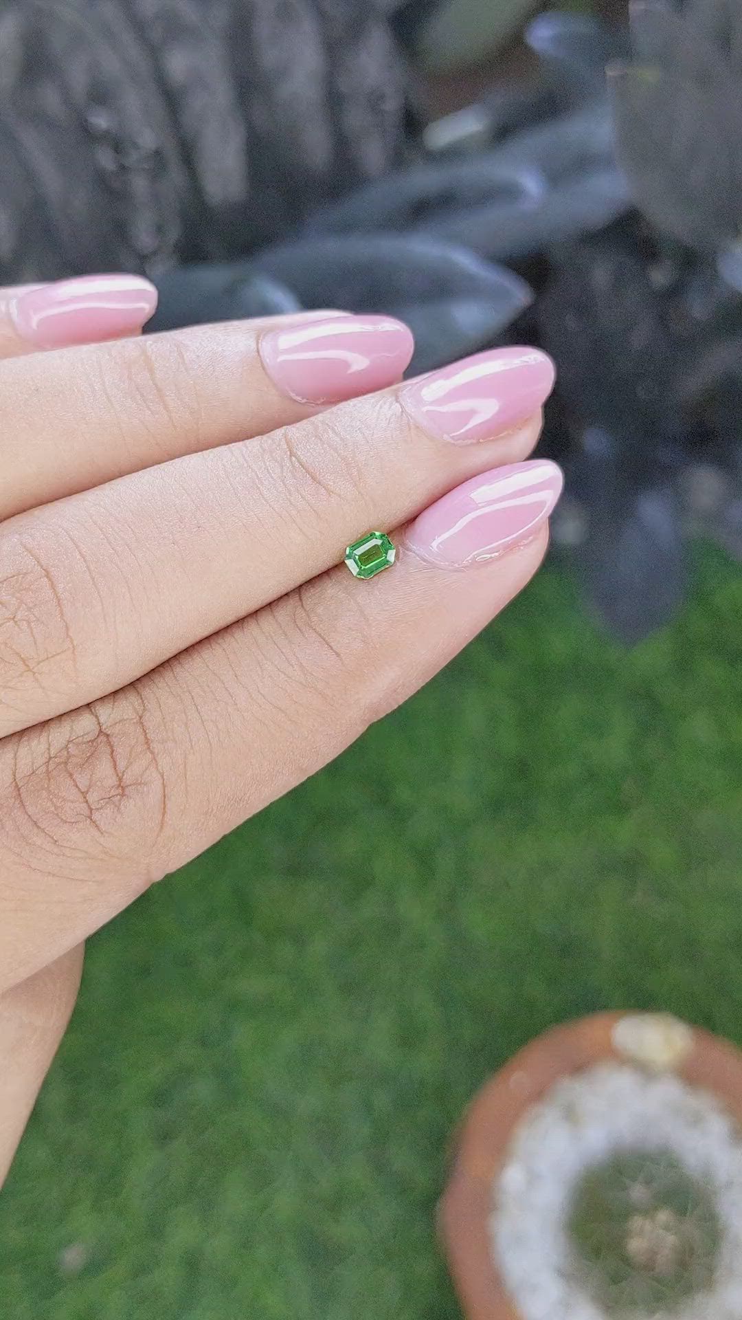 0.22 Ct. Tsavorite Garnet from Tanzania Size Video