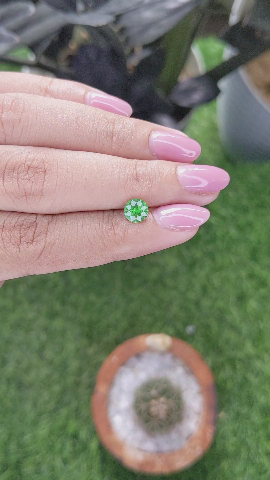 0.86 Ct. Tsavorite Garnet from Tanzania Size Video