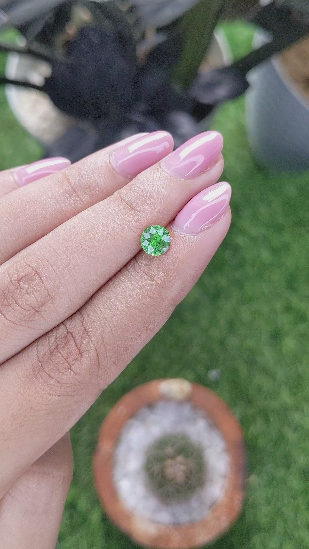 0.86 Ct. Tsavorite Garnet from Tanzania Size Video