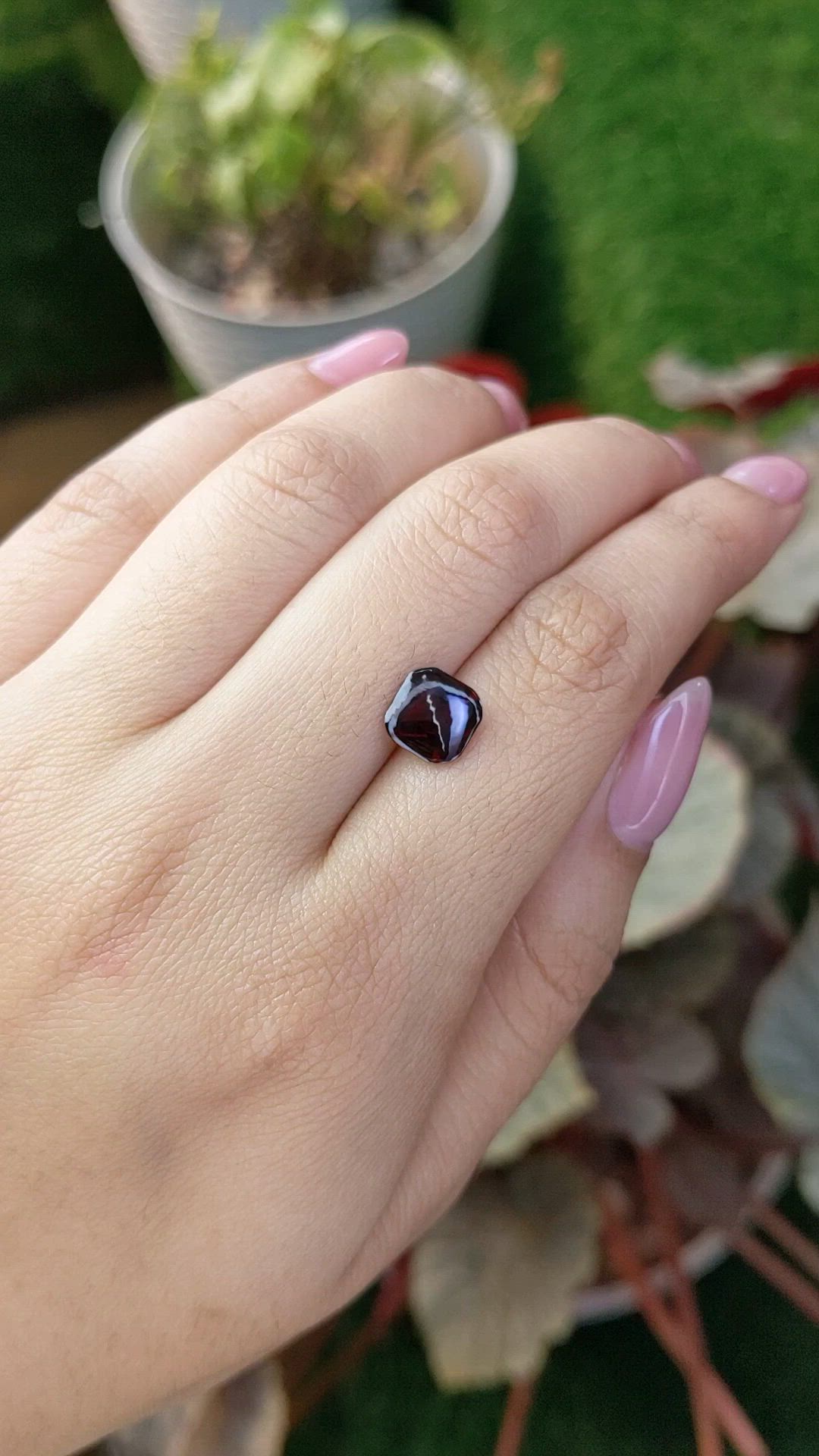 2.26 Ct. Red Cabochon Almandine Garnet from Ceylon (Sri Lanka) Size Video