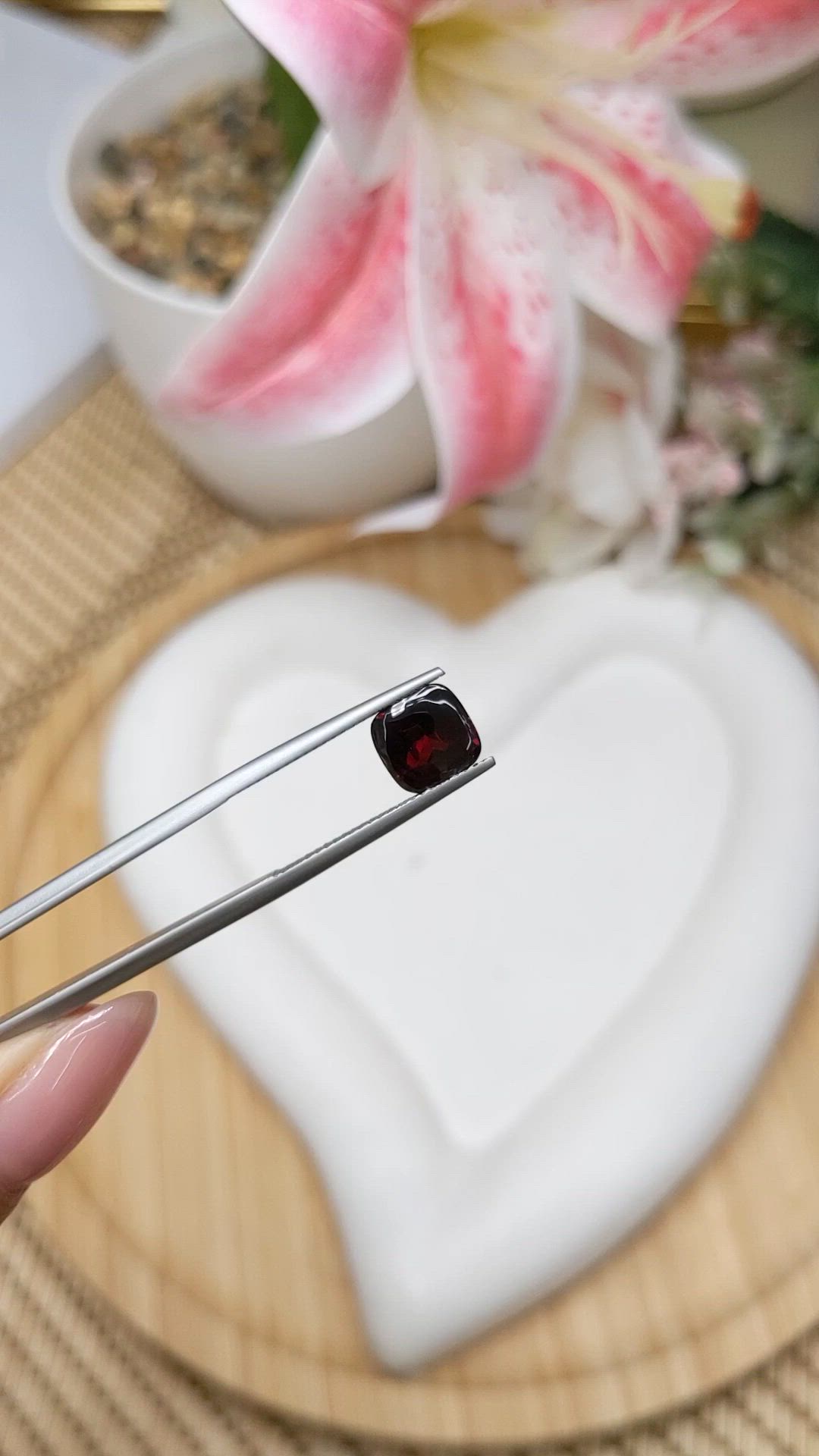 2.42 Ct. Red Cabochon Almandine Garnet from Ceylon (Sri Lanka) Size Video