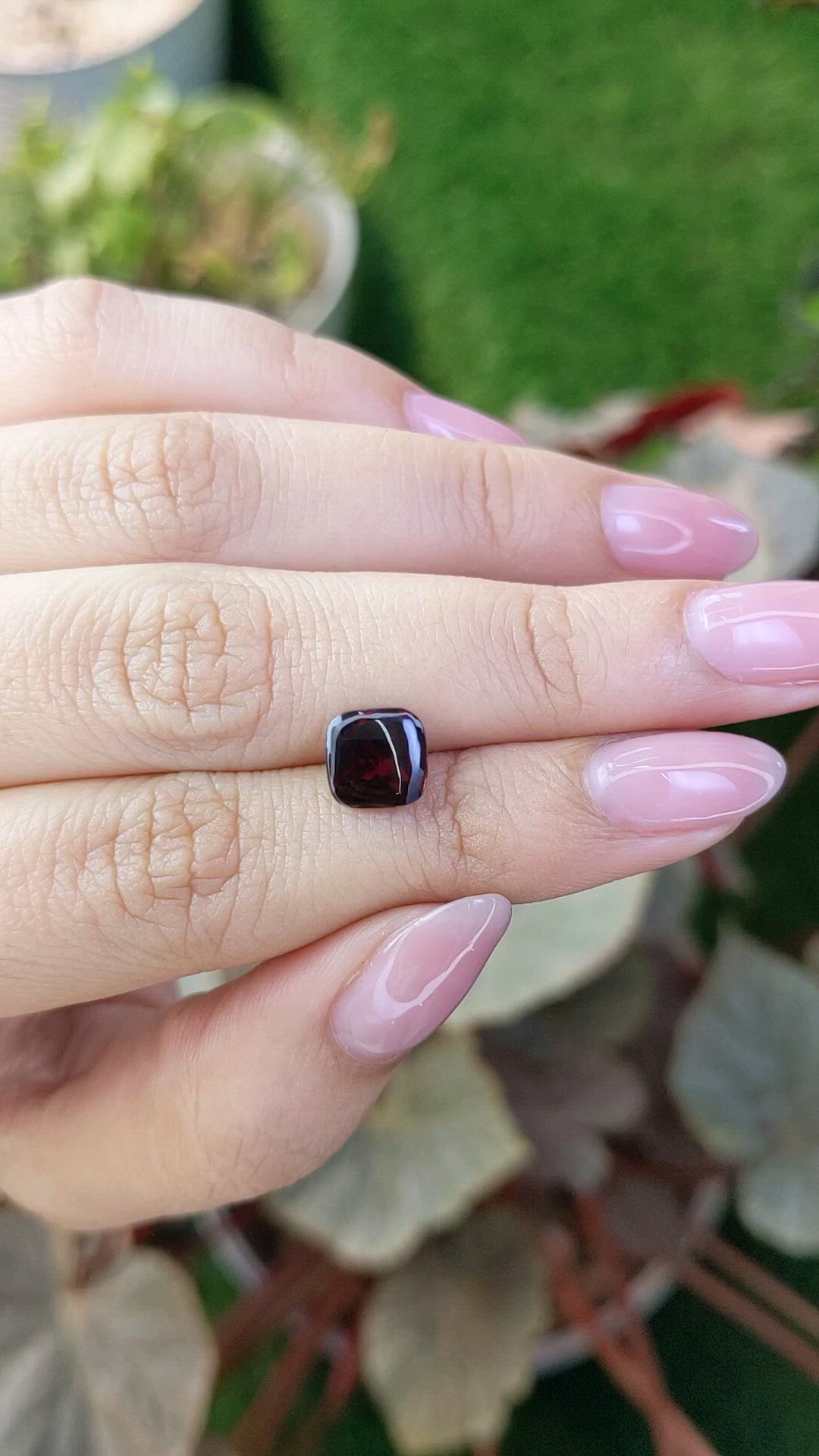 2.42 Ct. Red Cabochon Almandine Garnet from Ceylon (Sri Lanka) Size Video