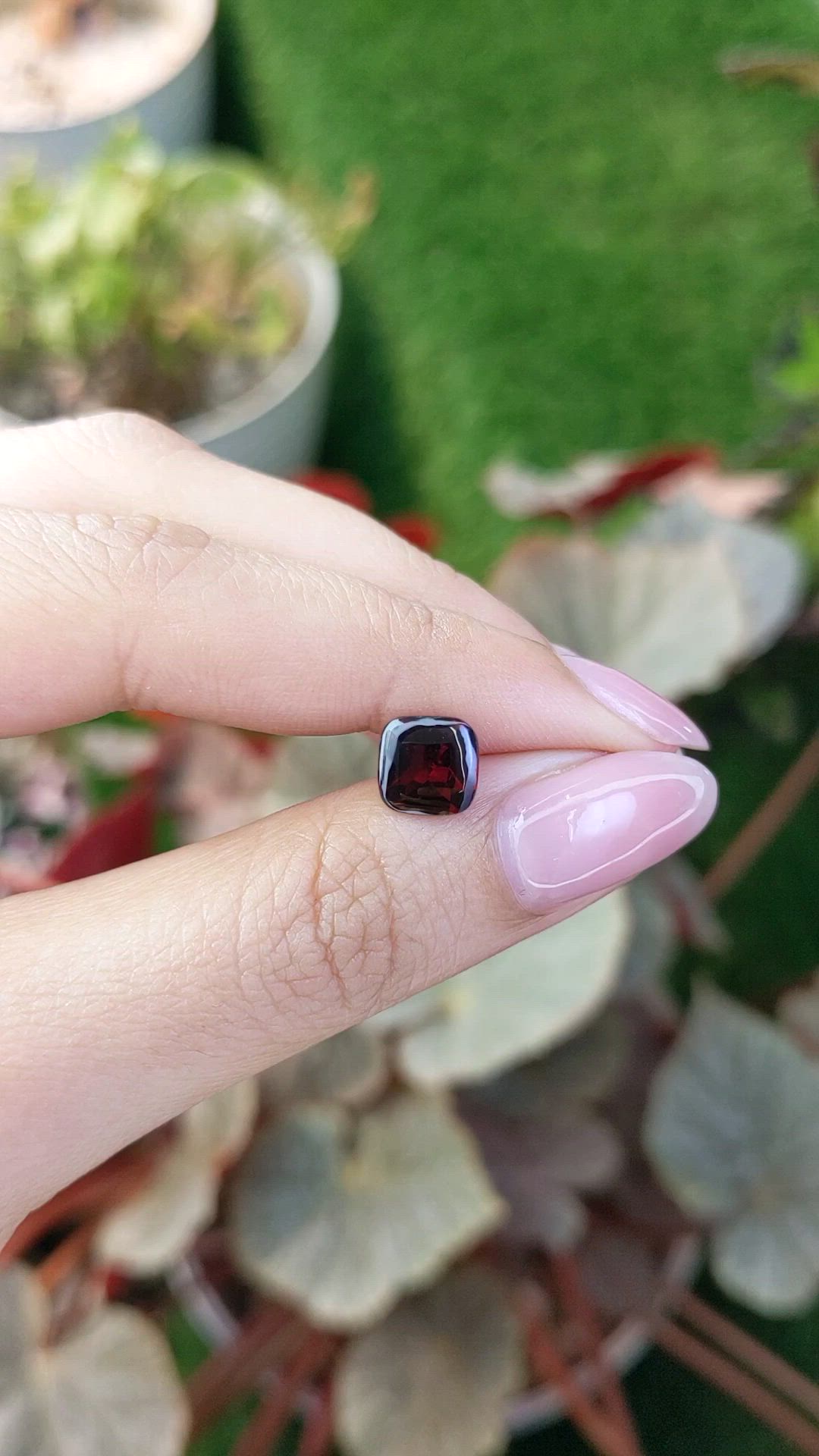2.42 Ct. Red Cabochon Almandine Garnet from Ceylon (Sri Lanka) Size Video