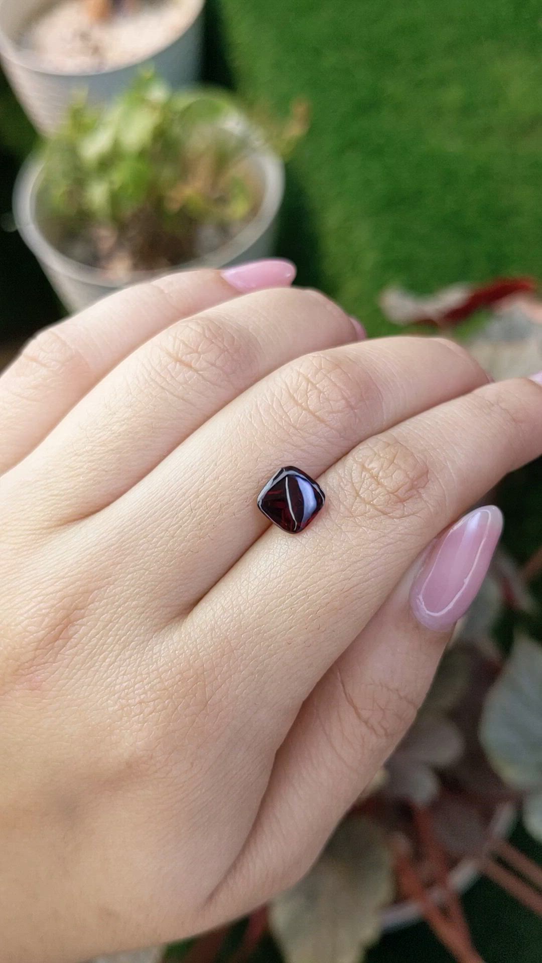 2.42 Ct. Red Cabochon Almandine Garnet from Ceylon (Sri Lanka) Size Video