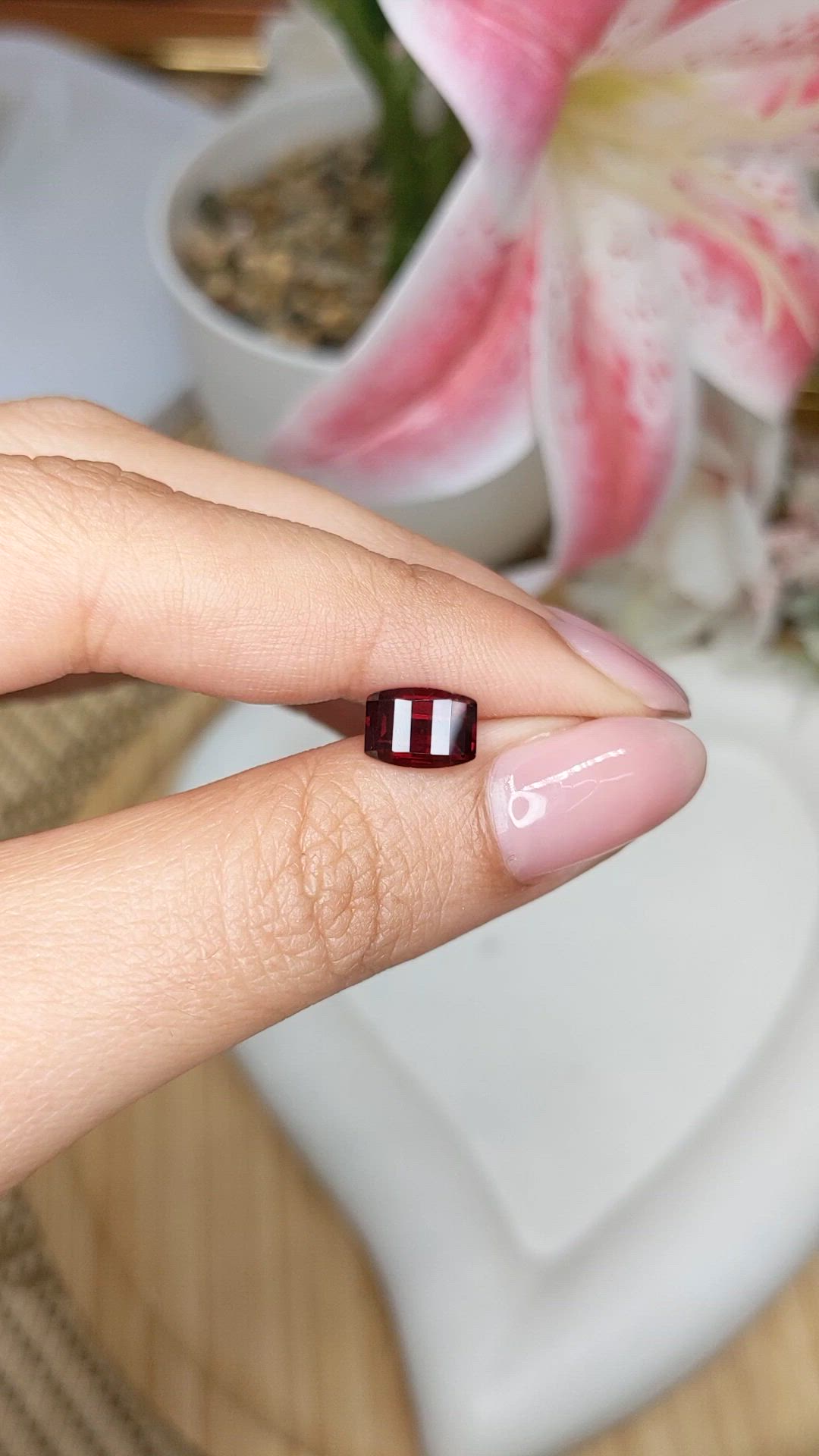 1.69 Ct. Red Almandine Garnet from Ceylon (Sri Lanka) Size Video