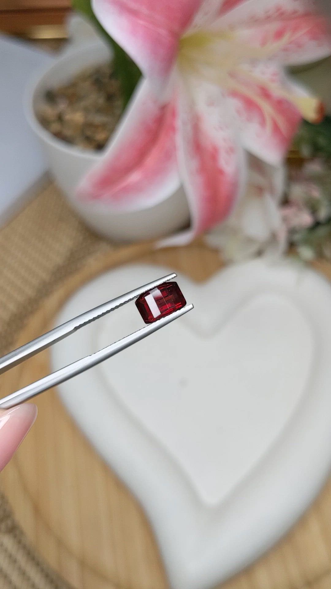 1.69 Ct. Red Almandine Garnet from Ceylon (Sri Lanka) Size Video