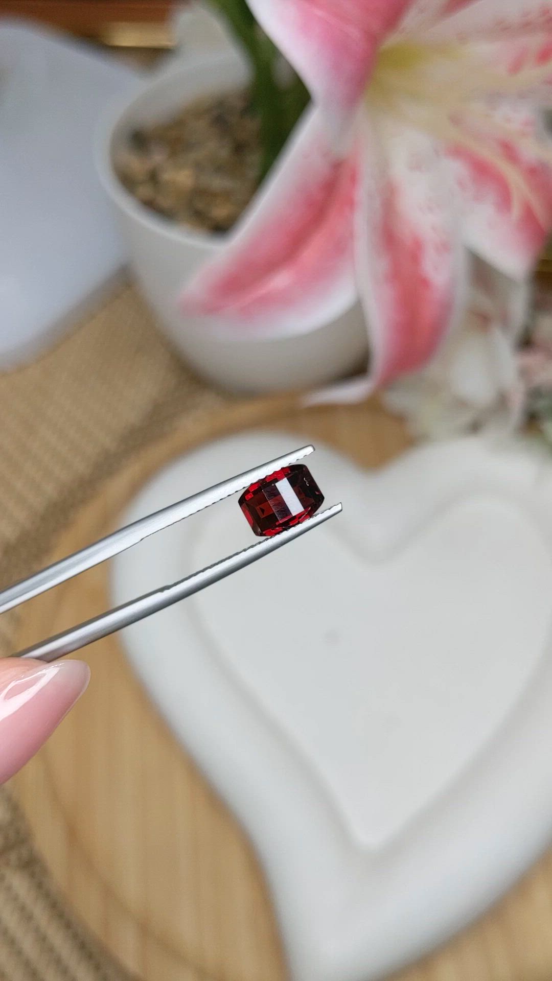 1.62 Ct. Red Almandine Garnet from Ceylon (Sri Lanka) Size Video